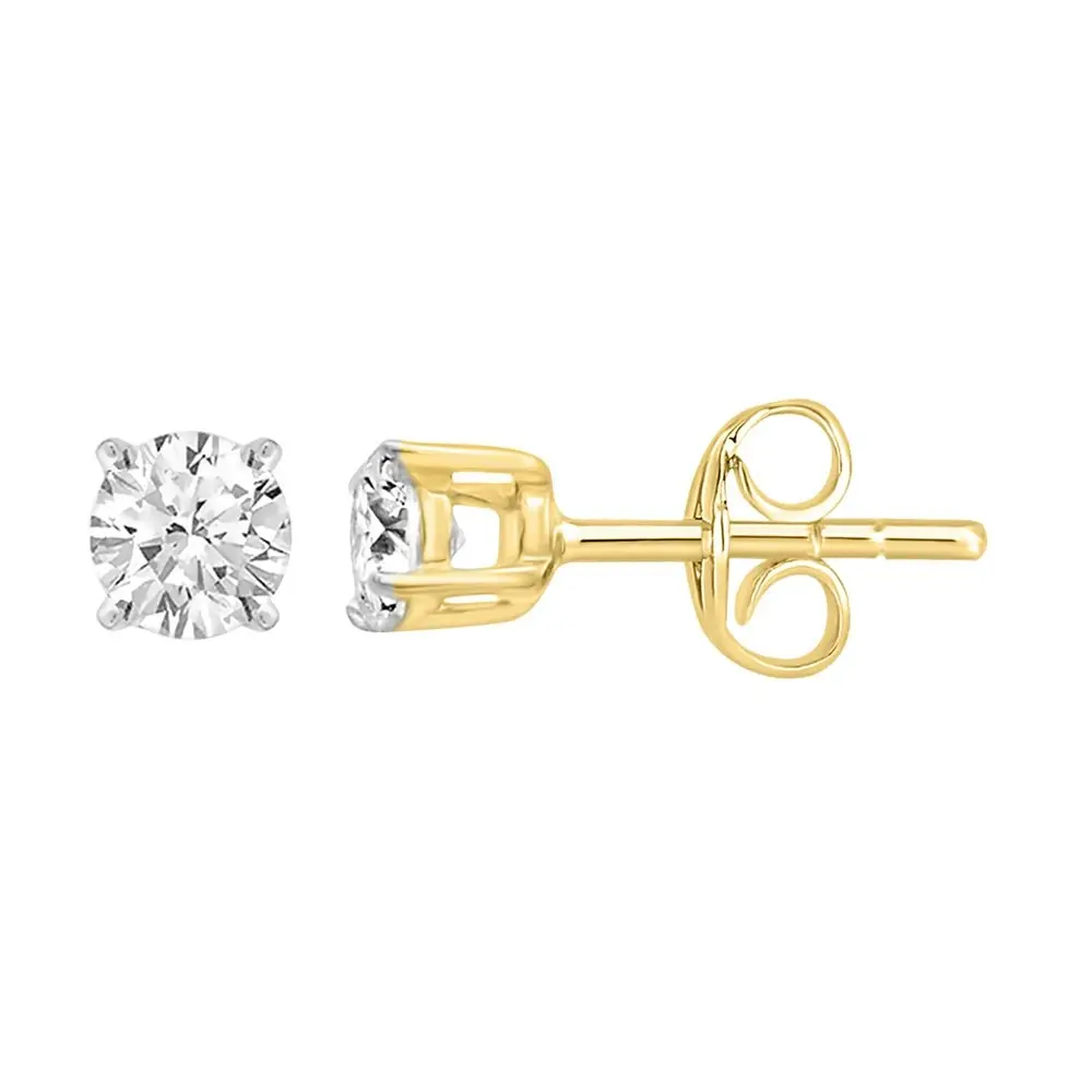 9ct Yellow Gold 1/5 Carat Diamond Stud Earrings