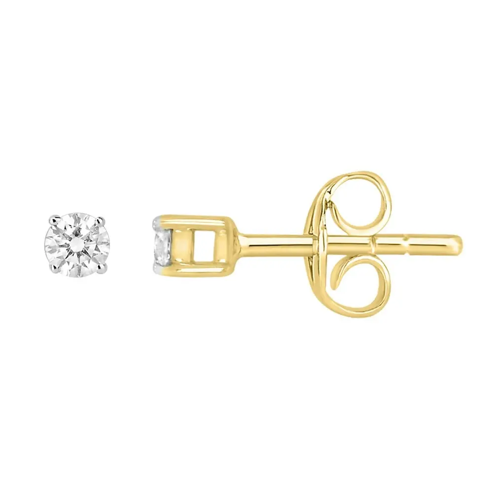 9ct Yellow Gold 1/10 Carat Diamond Stud Earrings