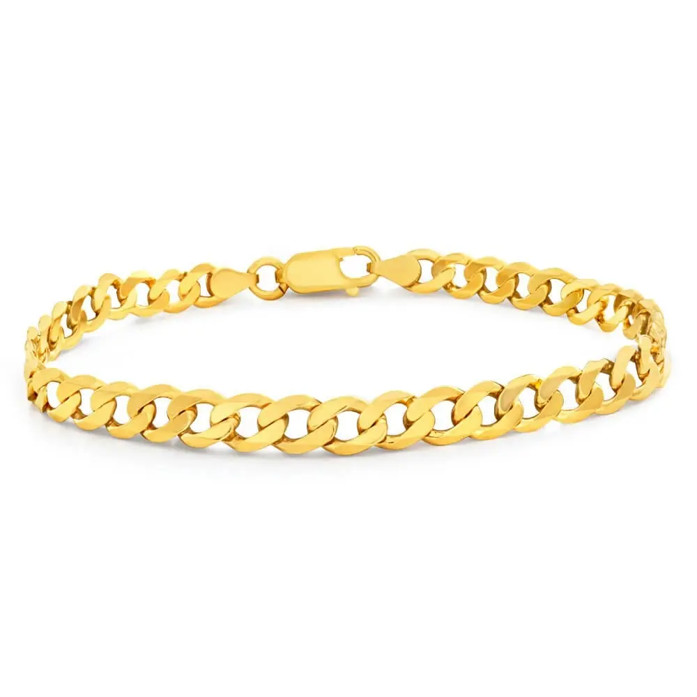 9ct Yellow Solid Gold Enticing Curb Bracelet