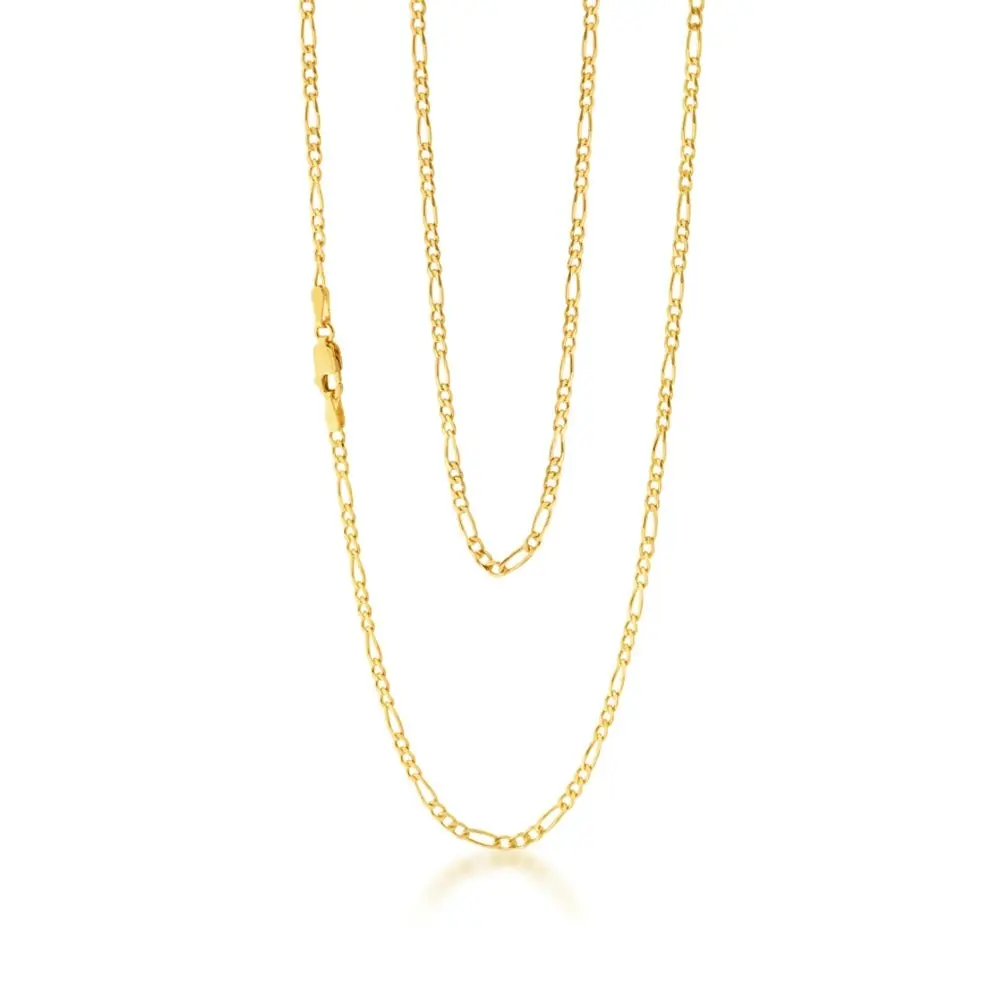 9ct Yellow Solid Gold 55cm Figaro Chain