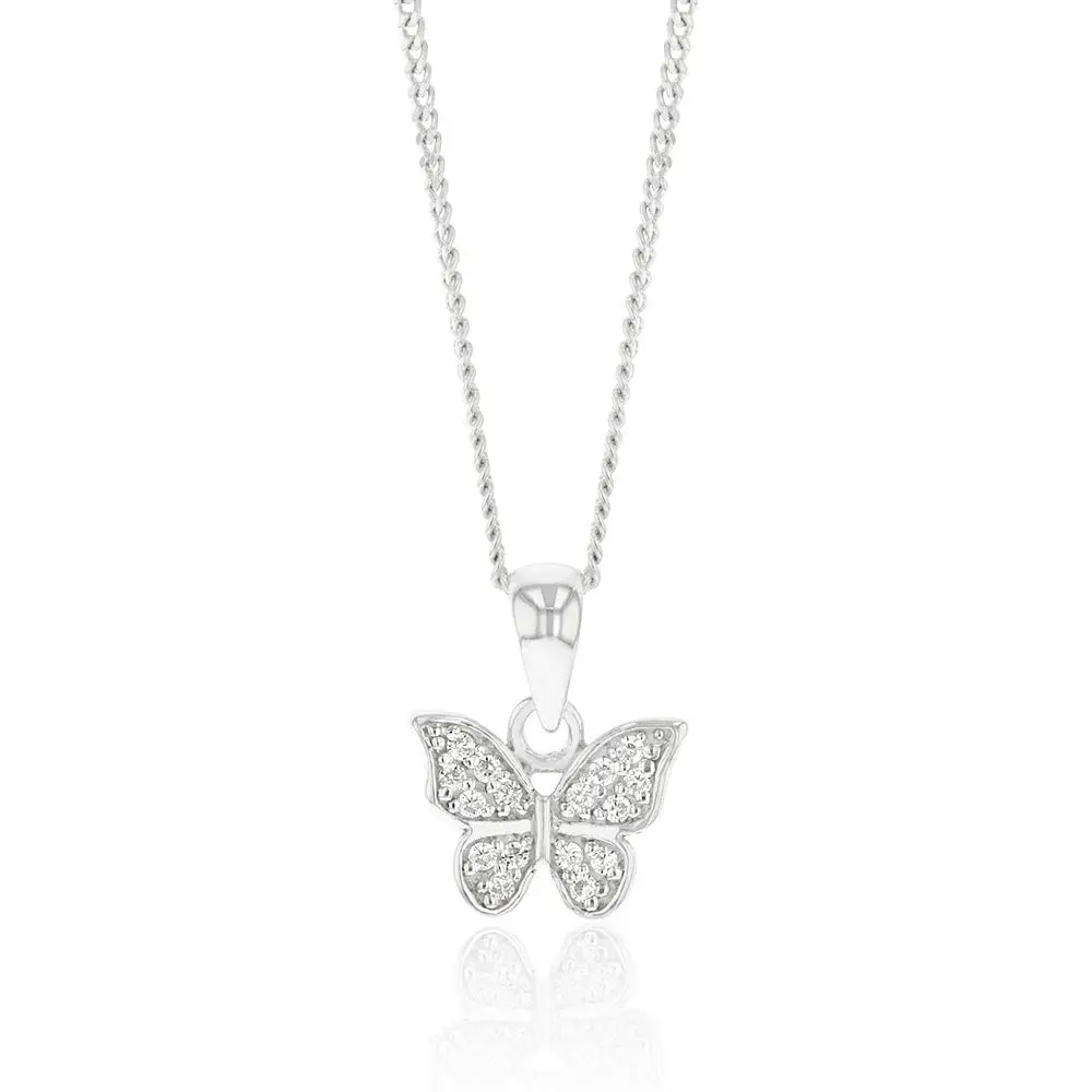 Sterling Silver Zirconia Butterfly Pendant