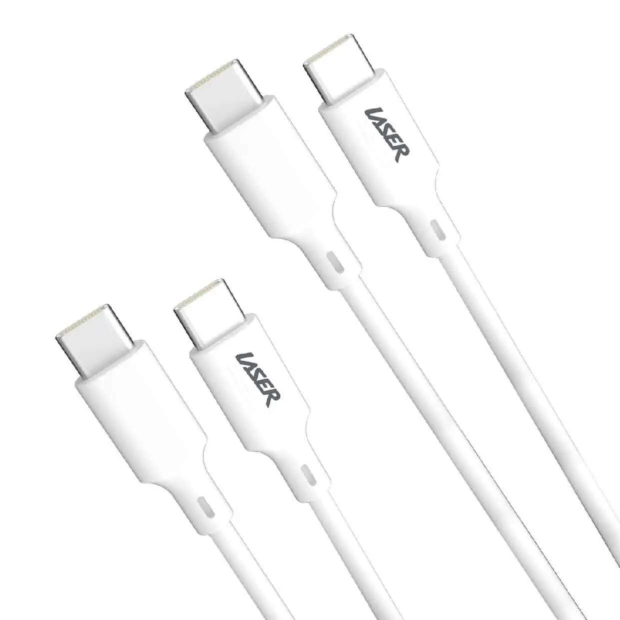 Laser 60W USB-C to USB-C Cable: White 2 Pack 2M