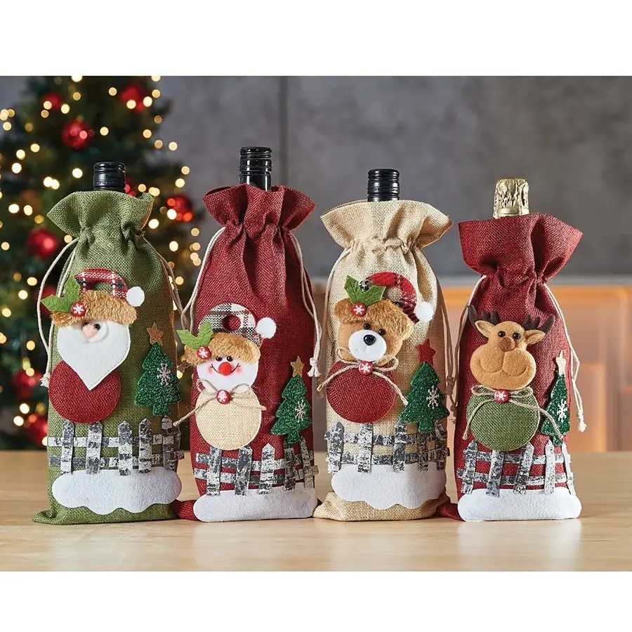 Christmas gift wine bag set of 4