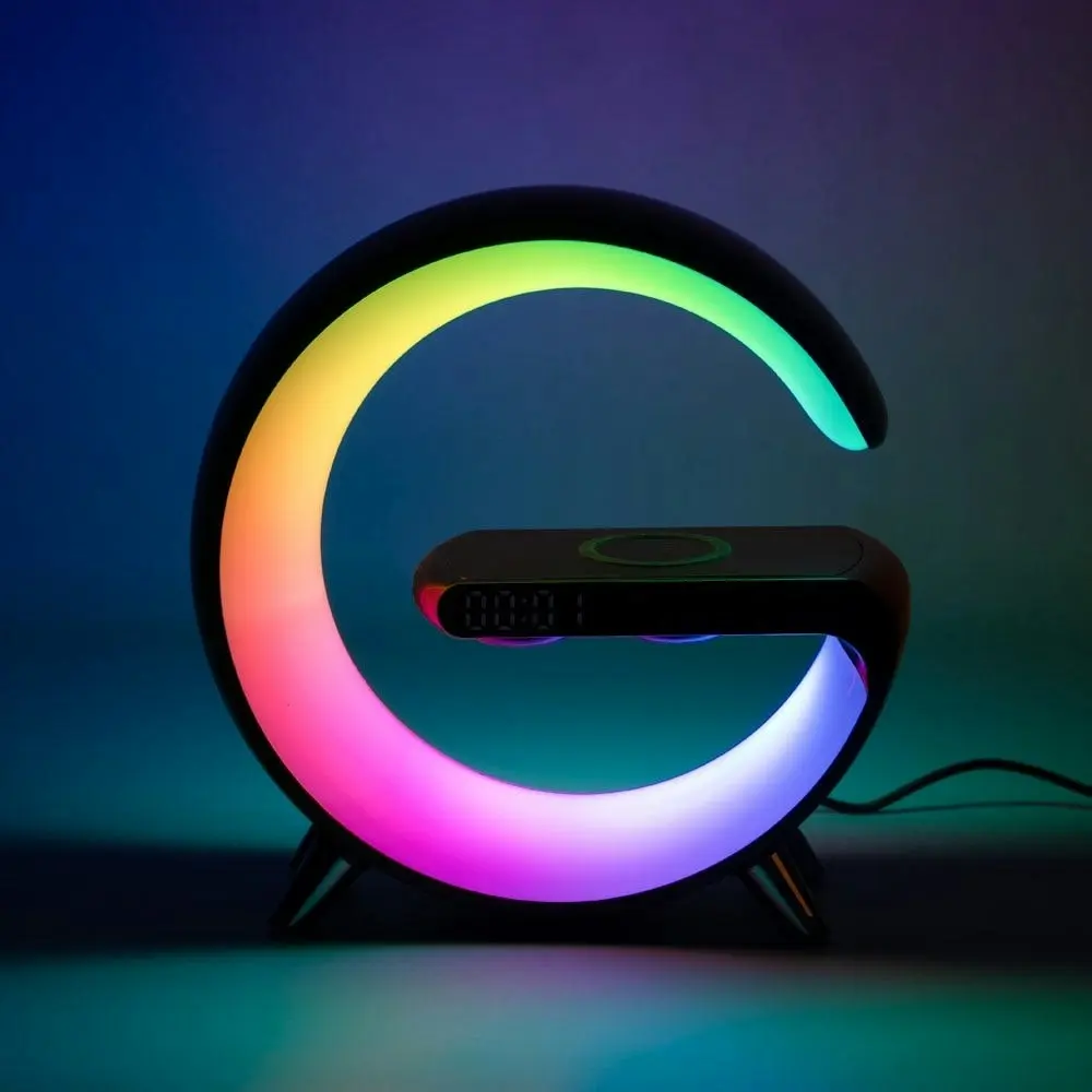 Smart Lamp with Bluetooth Speaker and Charging Station Black