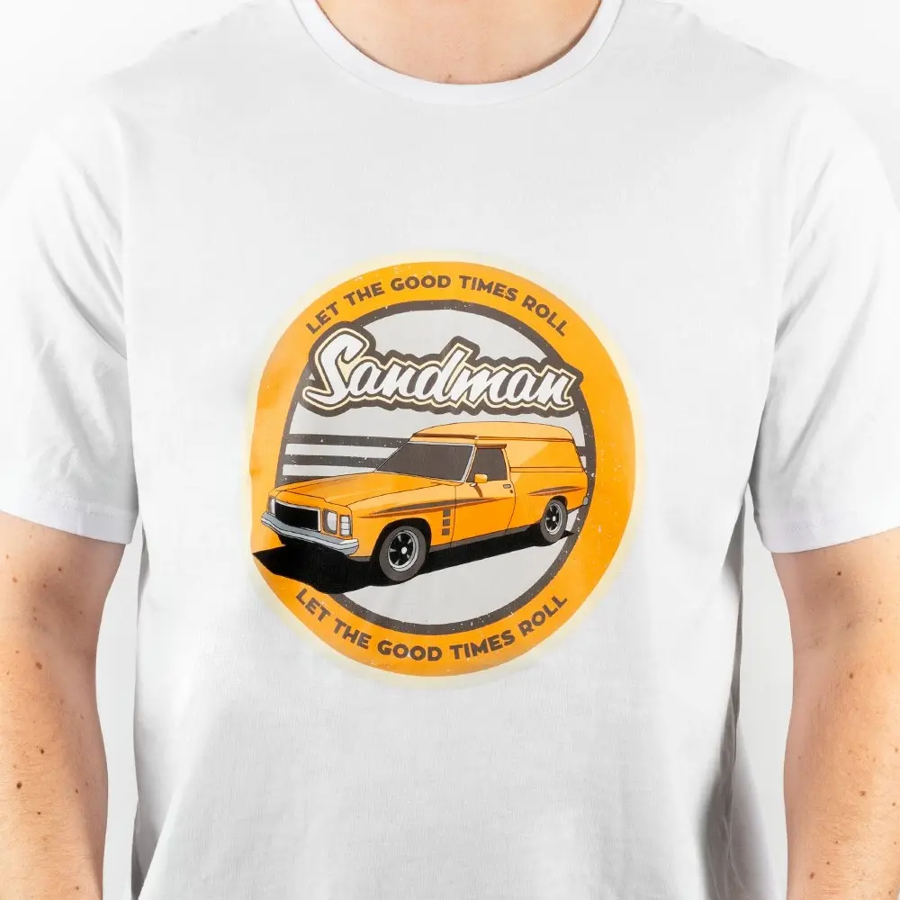 Sandman Tee Retro Car White Orange