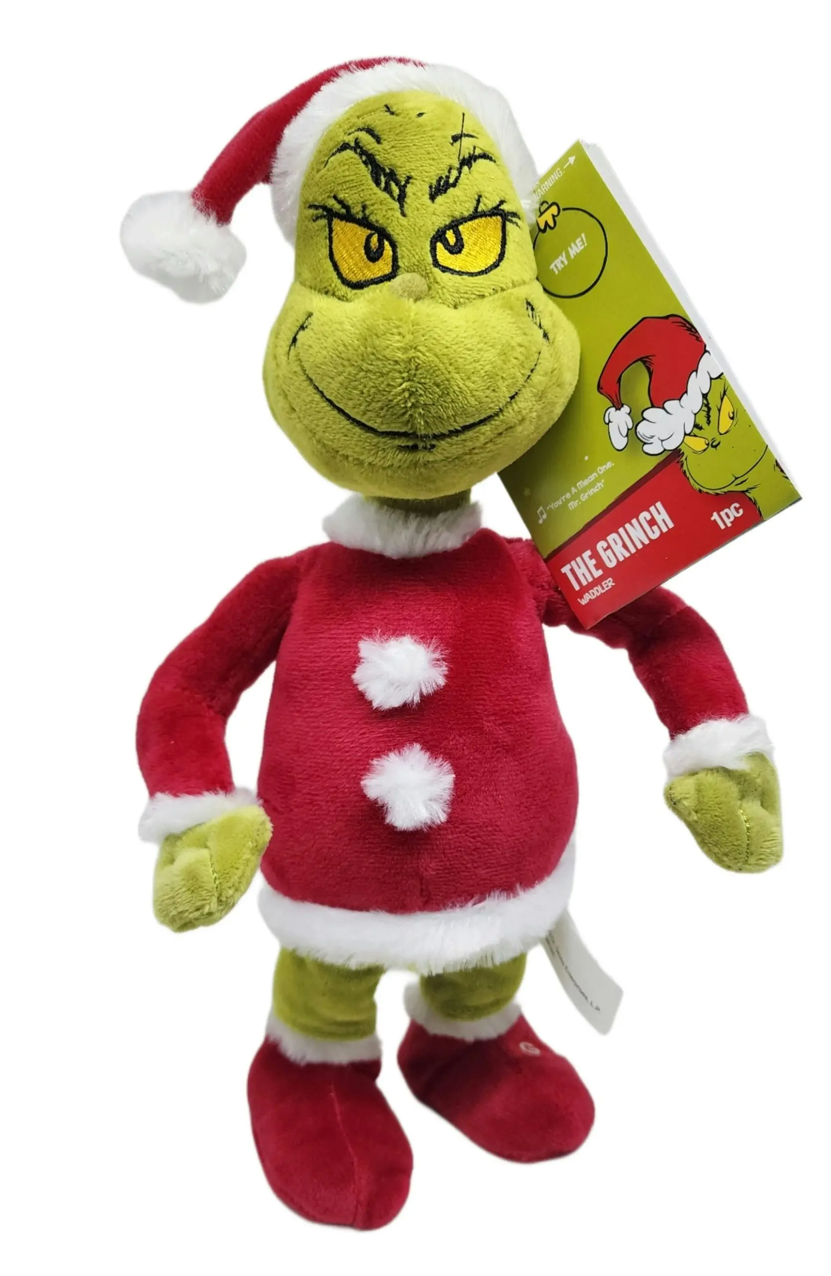 Cotton Candy - Xmas Animated Waddler Grinch In Santa Suit 29cm - Dr. Seuss