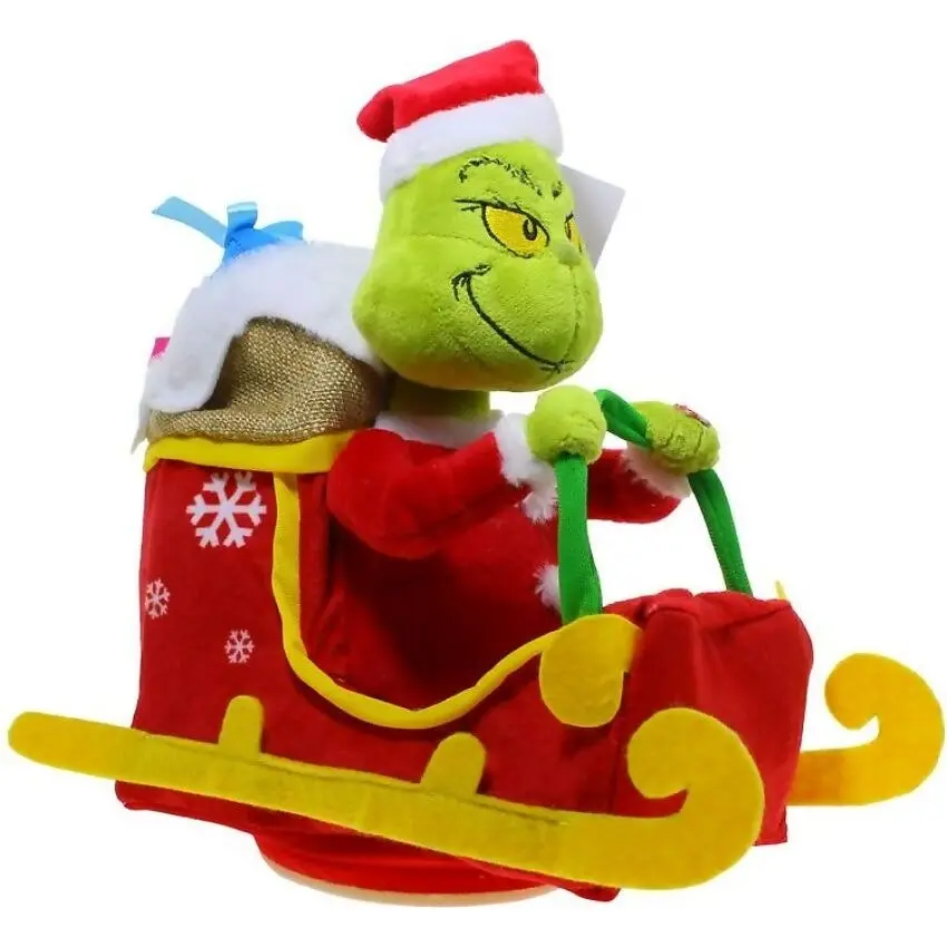 Cotton Candy - Xmas Dr. Seuss The Grinch Sleigh Animated Moving Plush