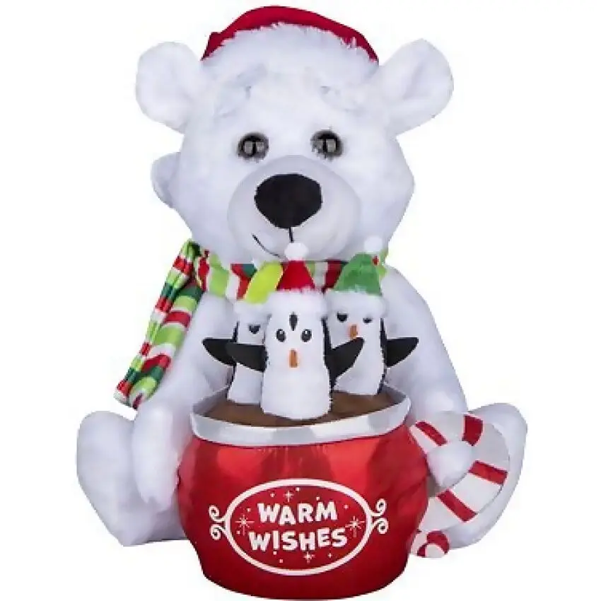 Cotton Candy - Xmas Polar Bear Plush With Trio Sway Penguins Let It Snow Song