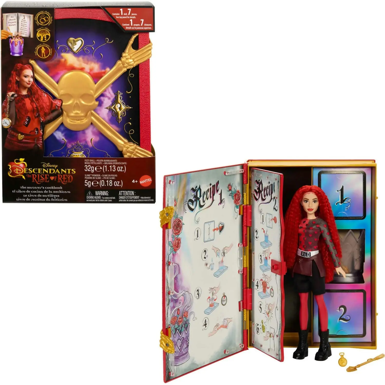 Disney Descendants - The Rise Of Red - The Sorcerer's Cookbook With Fizz Slime & Red Doll Reveal Surprises - Mattel