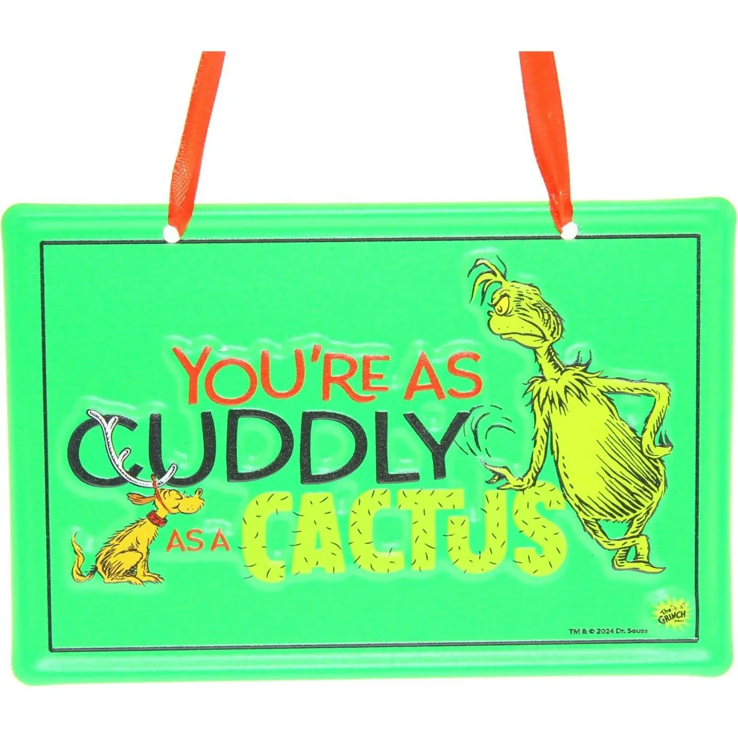 Cotton Candy - Xmas Dr. Seuss Small Cuddly Cactus Metal Sign 15x10cm