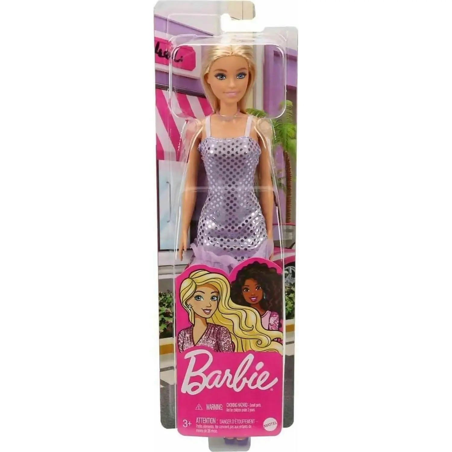 Barbie - Glitz Doll Blonde Hair With Purple Dress - Mattel