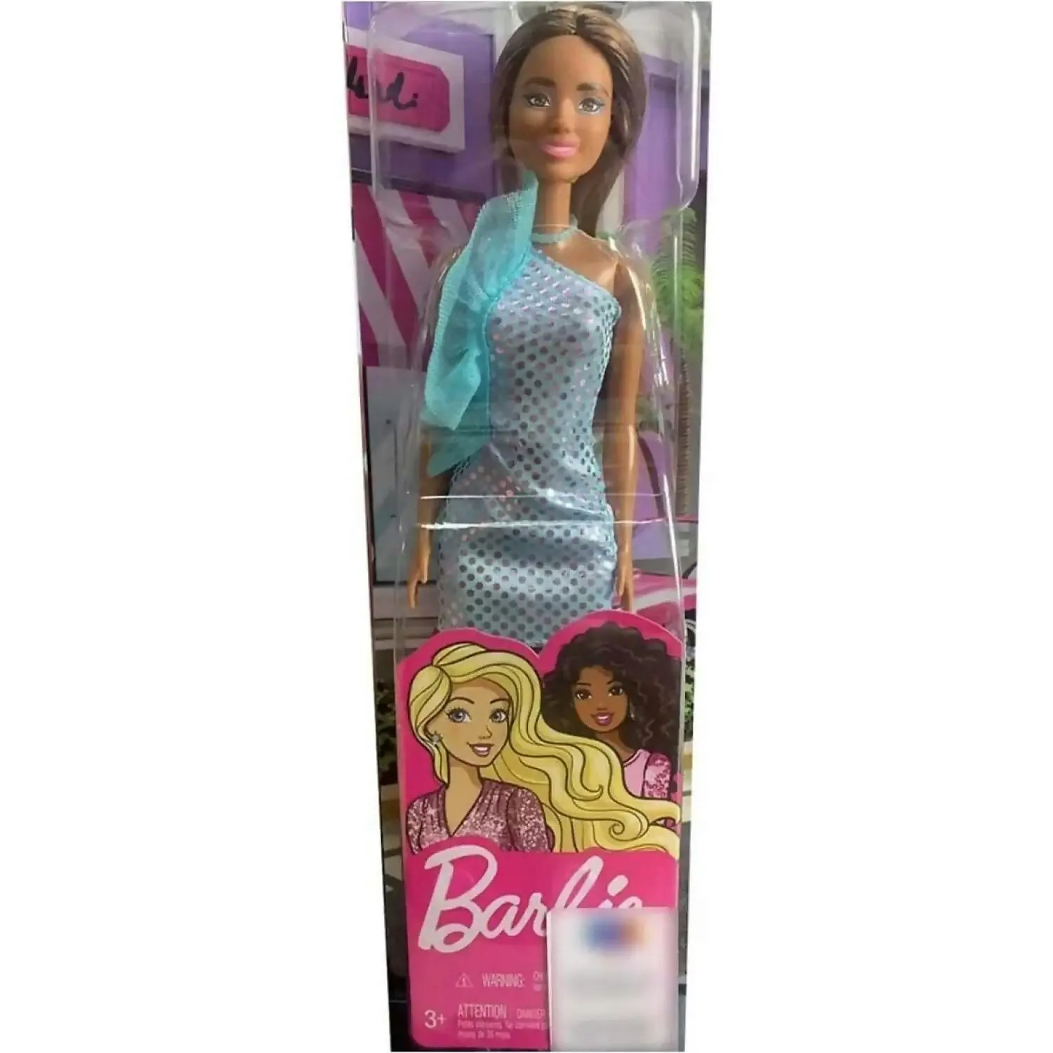 Barbie - Glitz Doll Brunette Hair With Blue Dress - Mattel