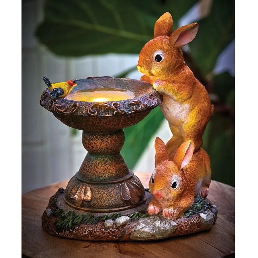 Bunnies at fountain light