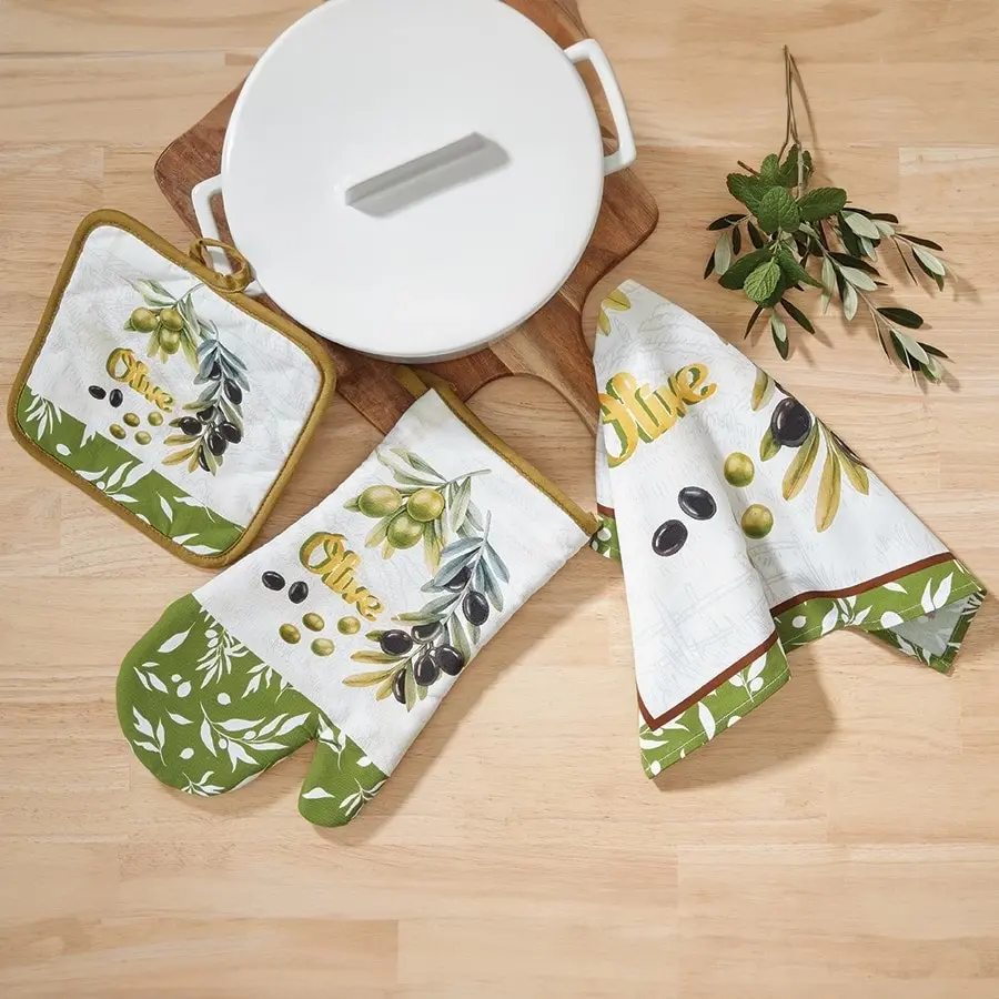 Olive Kitchen towel &Mitt set