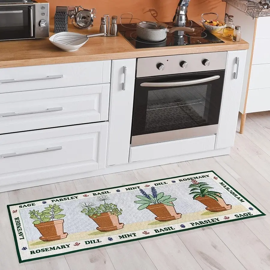 Herb Jacquard Kitchen Mat