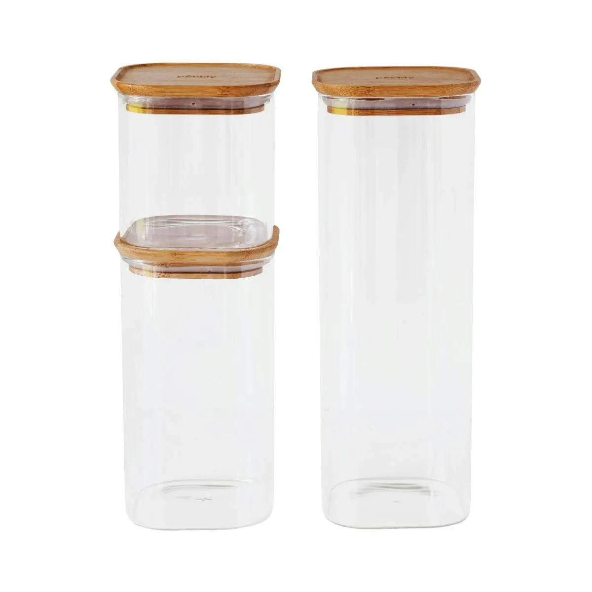 Pebbly Storage Containers with Bamboo Lids Set of 3