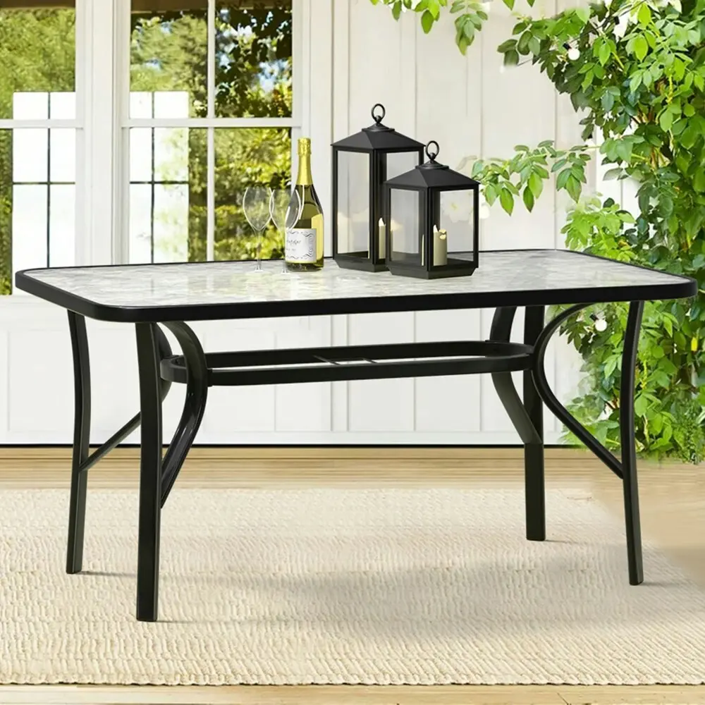 Alfordson Patio Dining Table Garden 120CM X 70CM Black