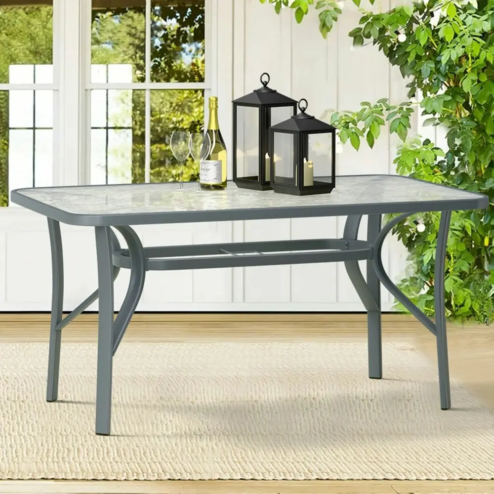 Alfordson Patio Dining Table Garden 120CM X 70CM Grey