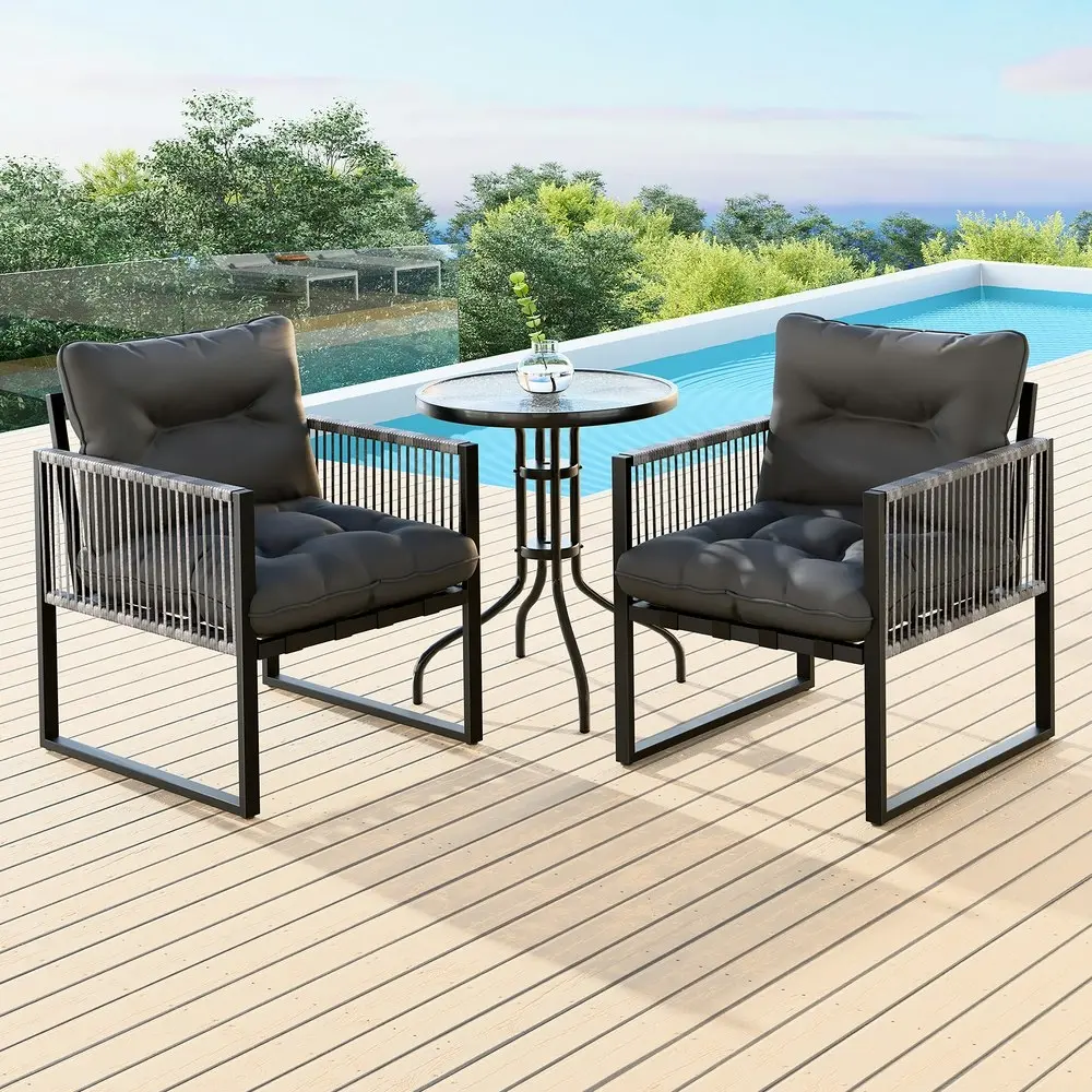 Alfordson Outdoor Furniture Patio Set Glass Side Table Lounge Chairs Garden