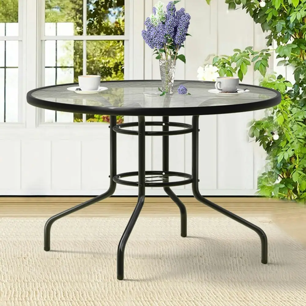 Alfordson Patio Dining Table Round 90CM Black