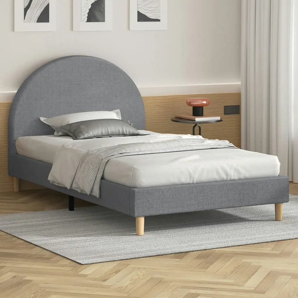 Alfordson Bed Frame King Single Mattress Base Platform Grey Fabric CALLA