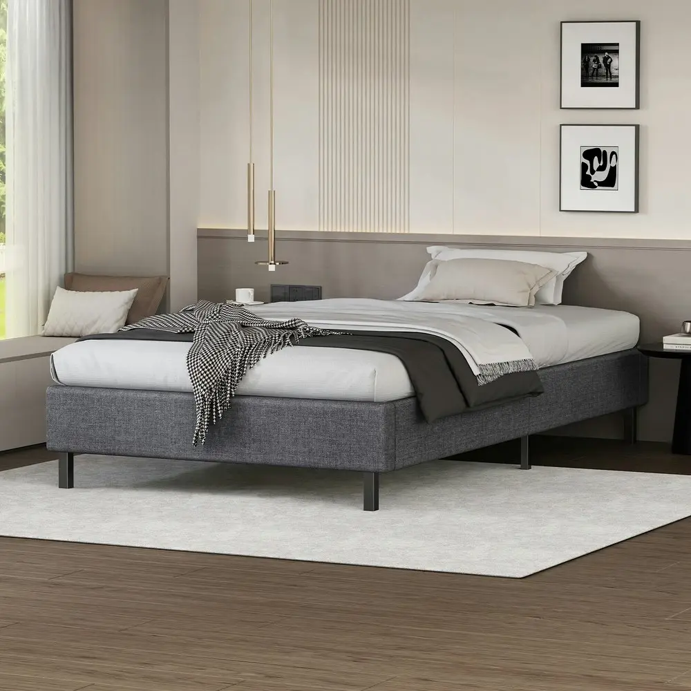 Alfordson Bed Frame Single Size Mattress Base Foundation Grey Fabric BASIM