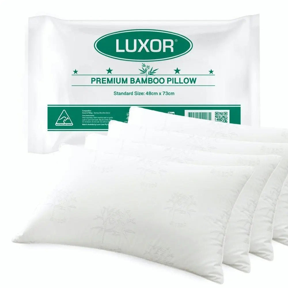 Luxor Australian Made Bamboo Cooling Pillow Standard Size - Four Pcs