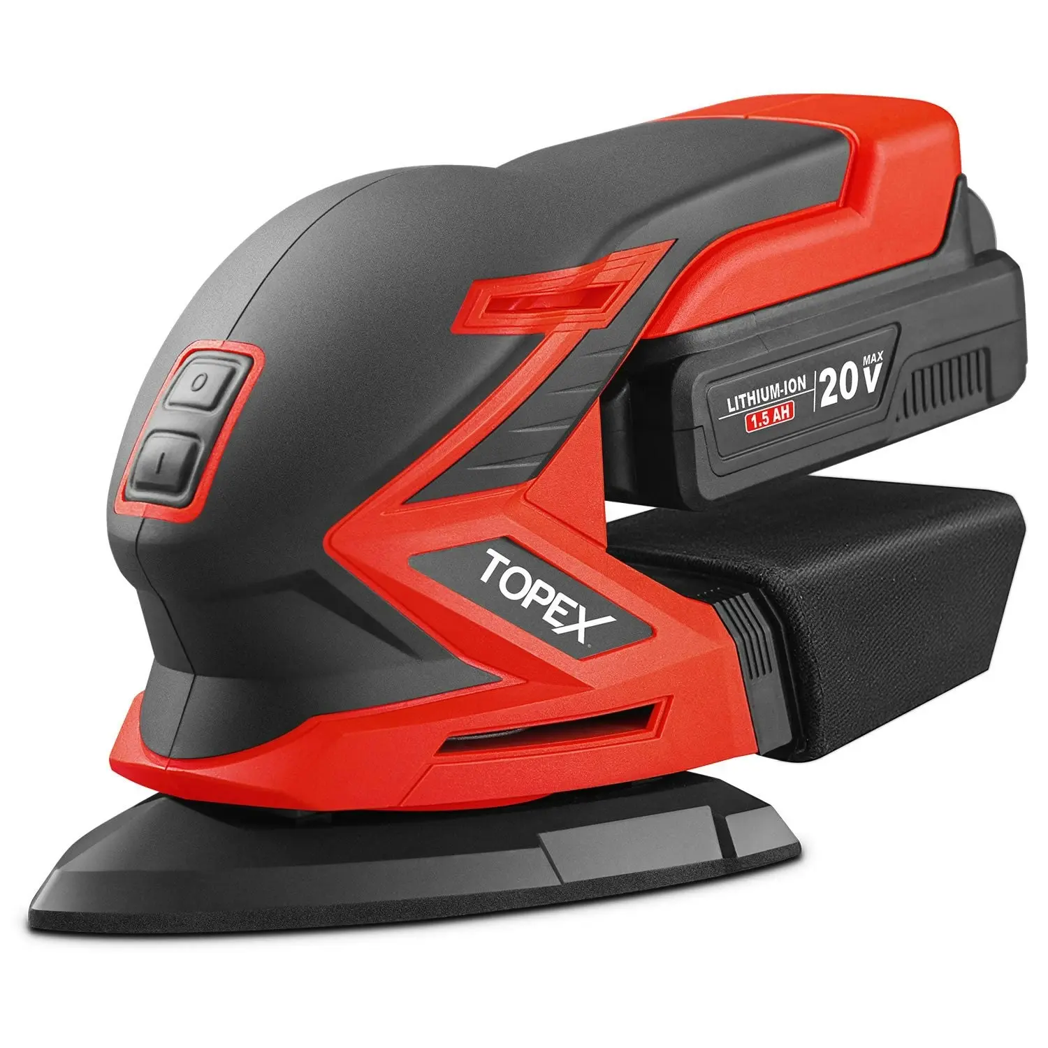 Topex 20V Cordless Detail Sander Electric Detail Sander Handheld Sanding Machine Small Triangular Palm Sander with Sandpaper & Dust Bag