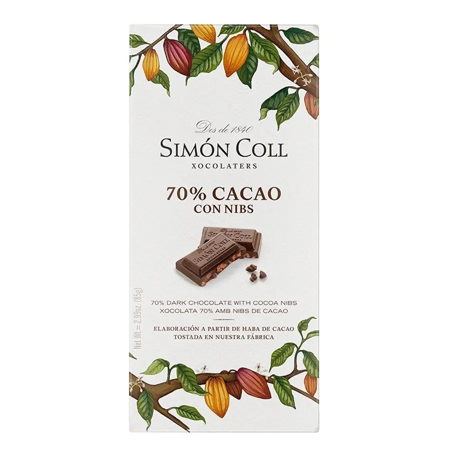 Simon Coll 70% Cacao Con Nibs 85g