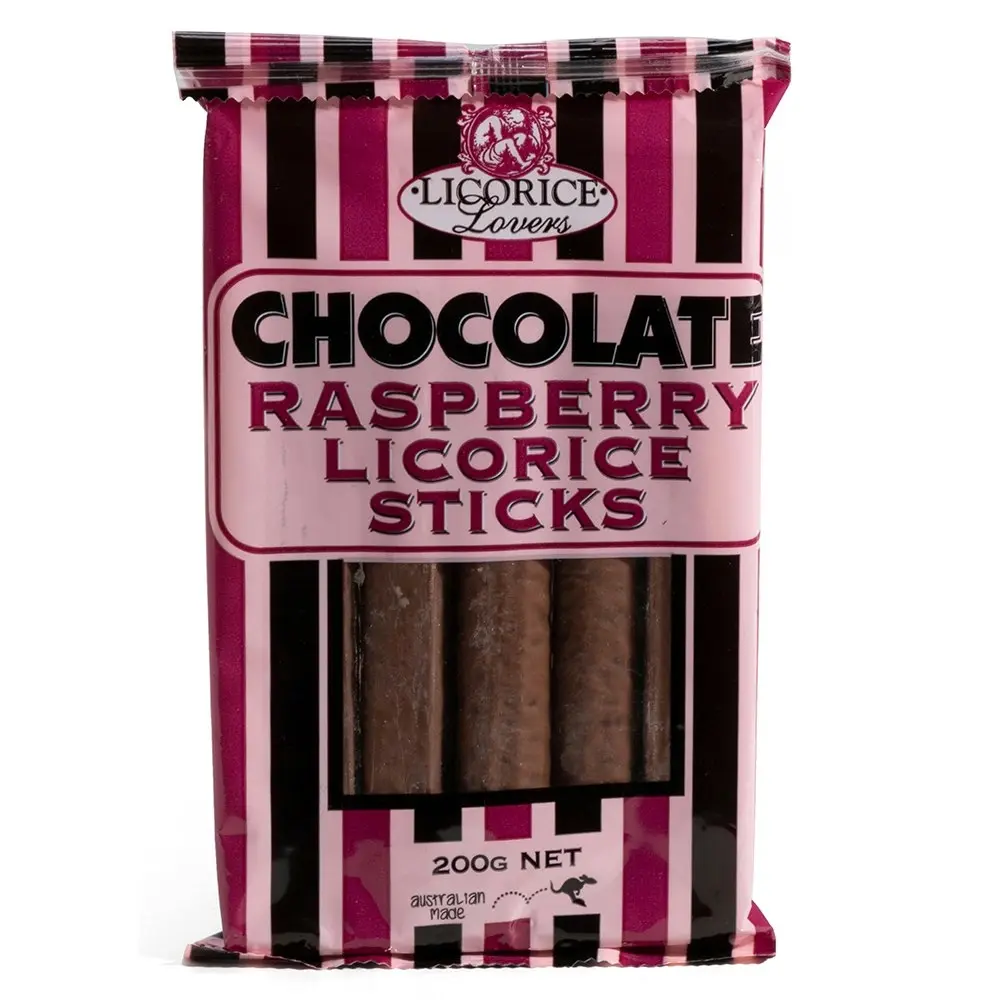 Licorice Lovers Chocolate Coated Raspberry Licorice 200g