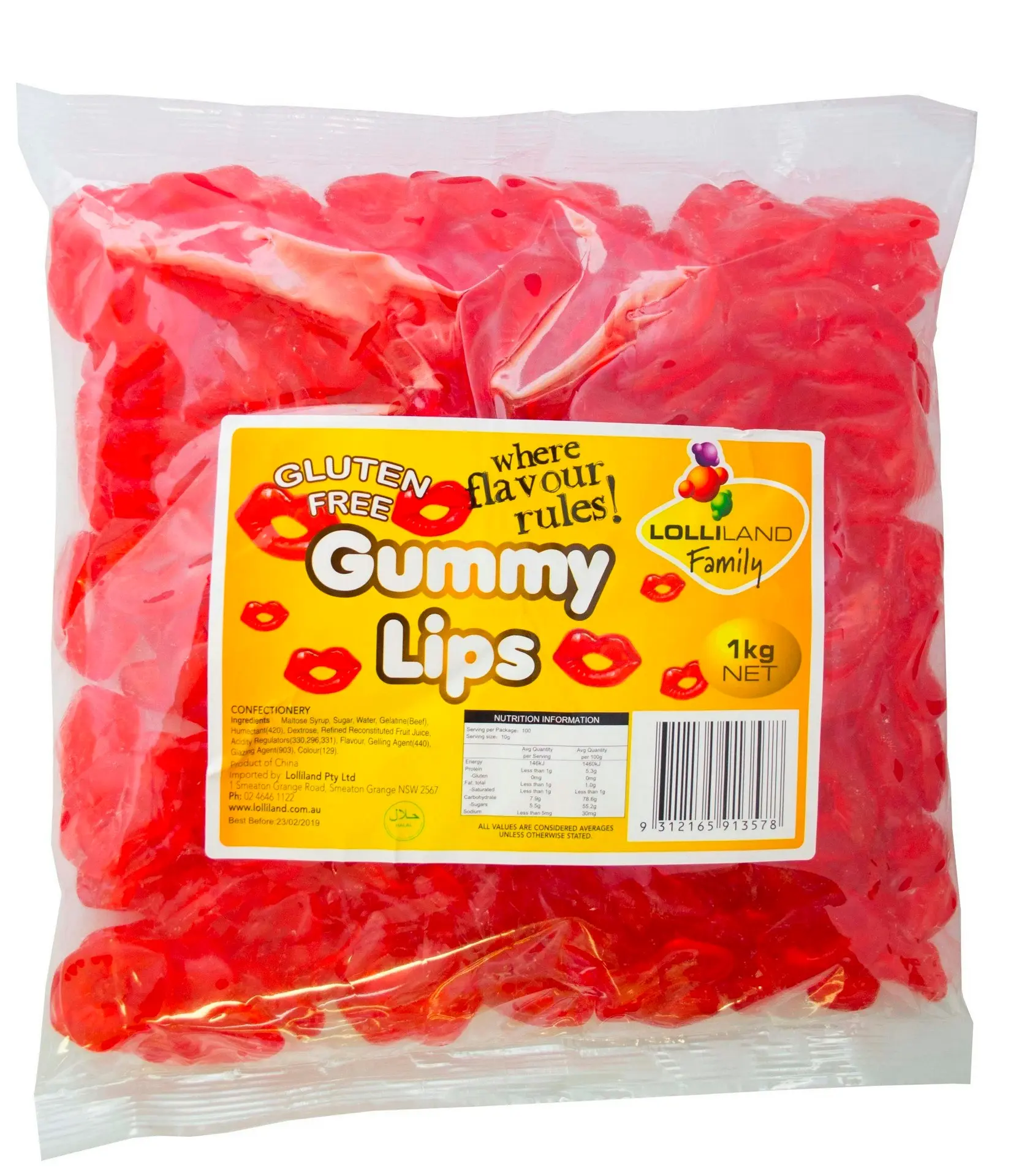 Lolliland Gummi Lips 1kg (Gluten Free)