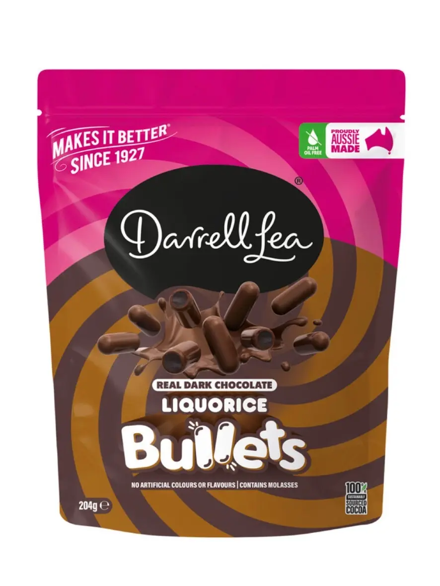 Darrell Lea BULLETS DARK Chocolate 204g