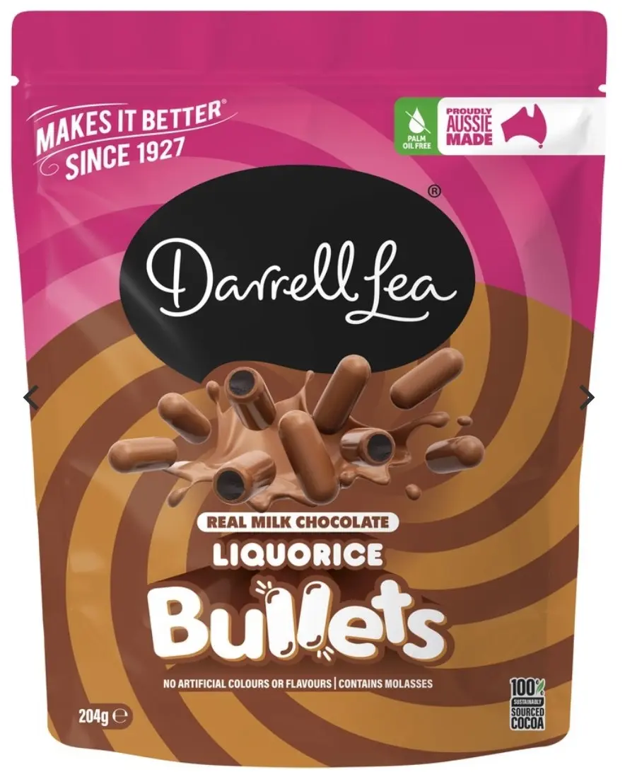 Darrell Lea BULLETS MILK CHOCOLATE 204g