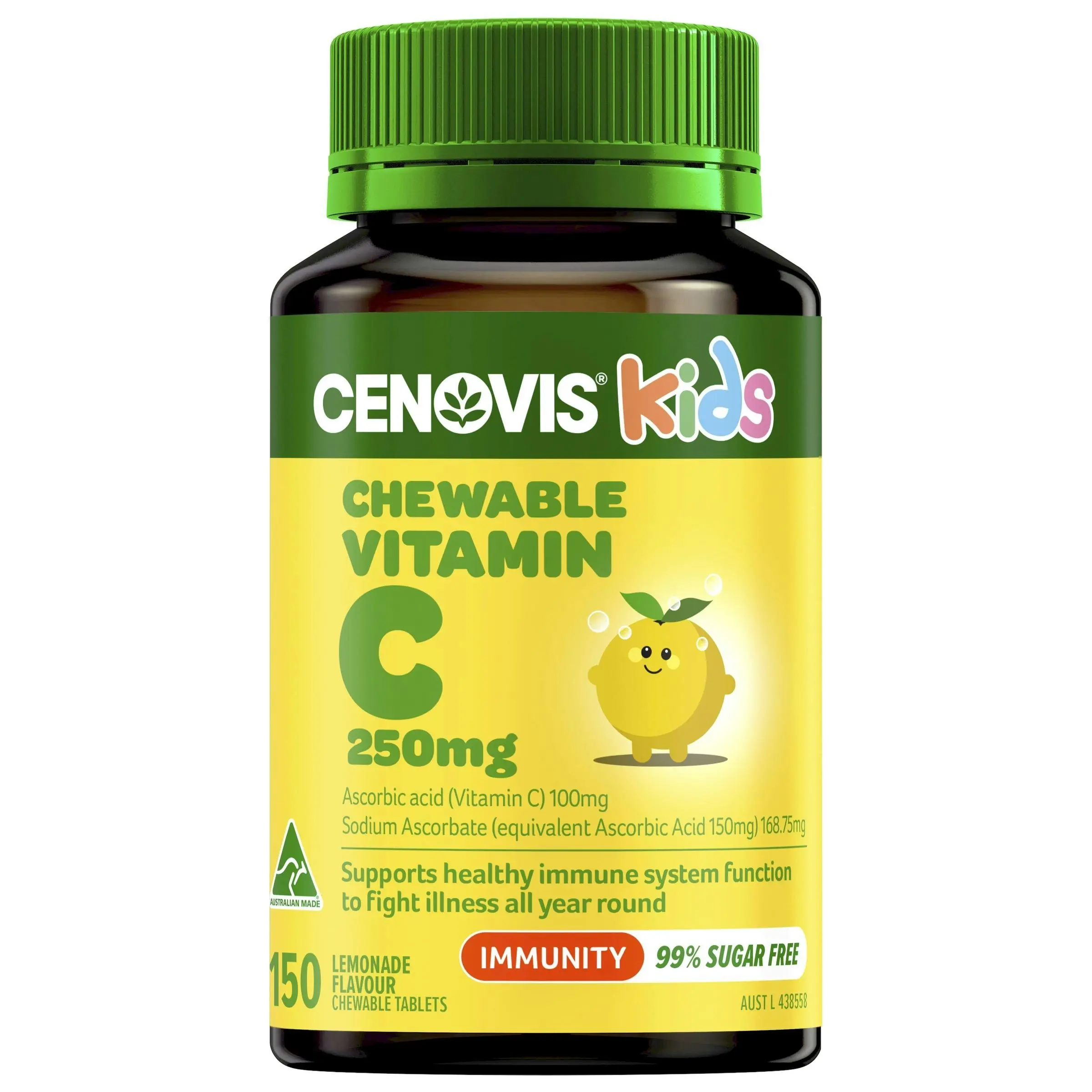 Cenovis Kids Vitamin C 250mg Lemonade 150 Chewable Tablets