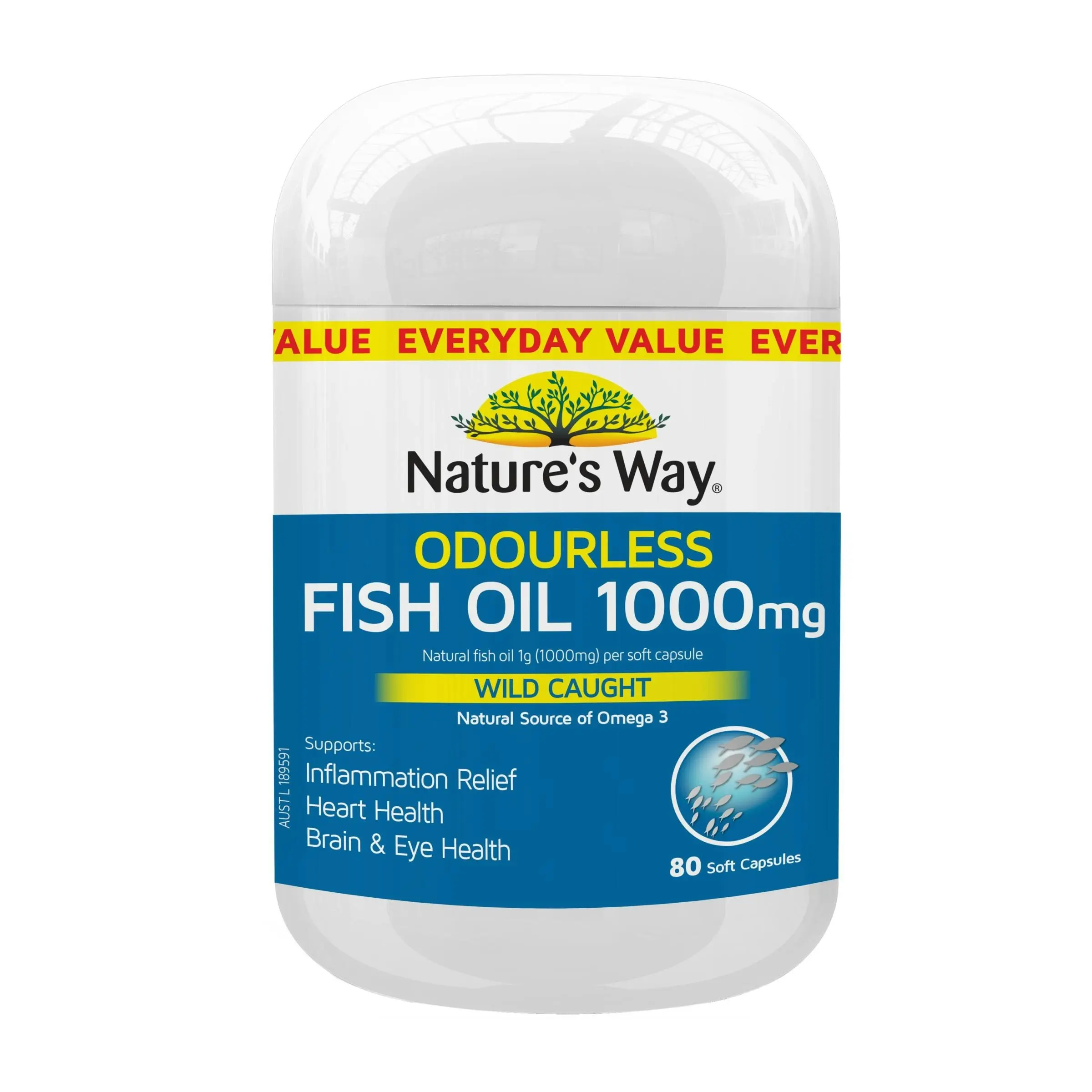 Nature's Way Odourless Fish Oil 1000mg 80 Capsules