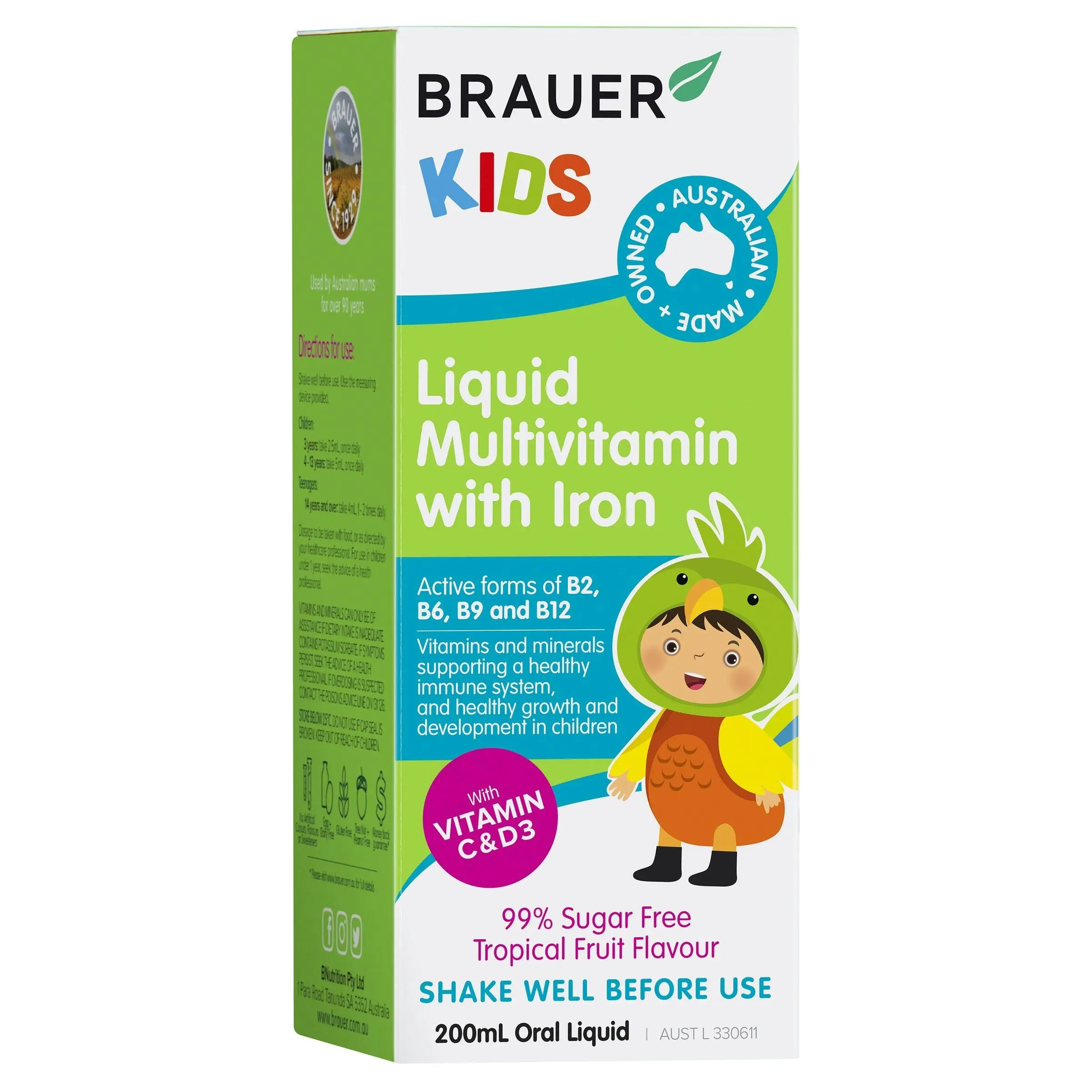 Brauer Baby & Kids Liquid Multivitamin with Iron 200mL