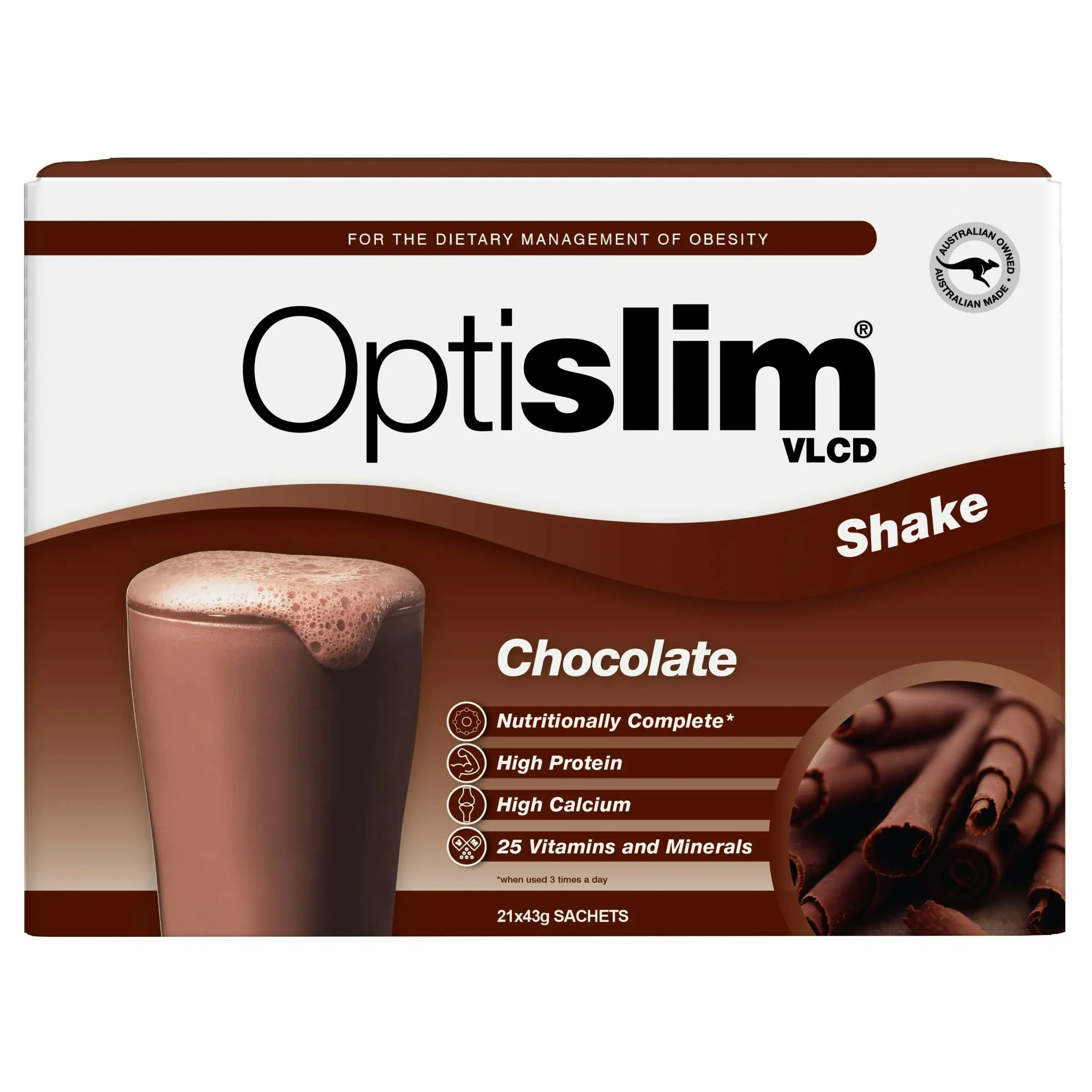 OptiSlim VLCD Meal Replacement Shake Chocolate 21x43g Sachets