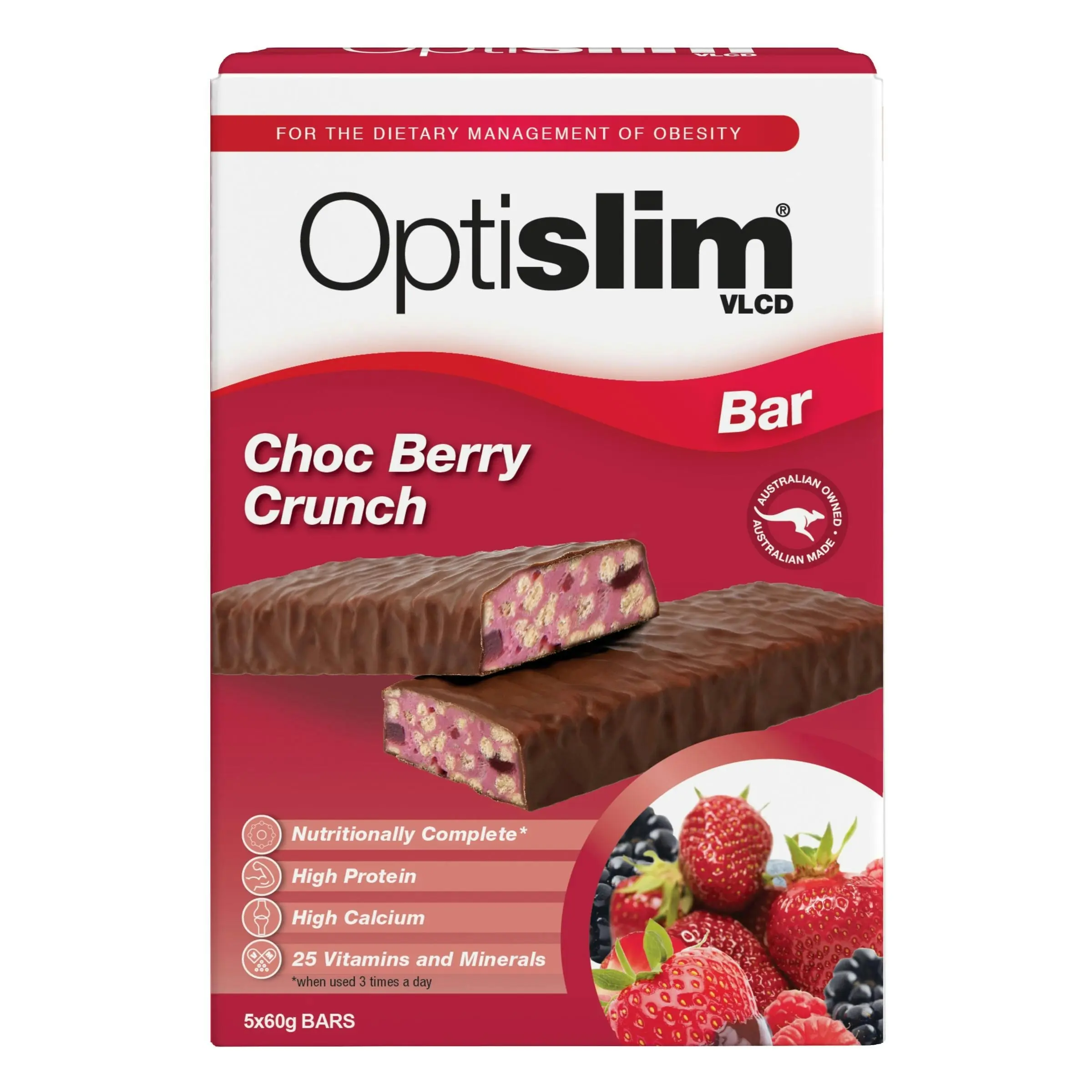 OptiSlim VLCD Bar Choc Berry Crunch 5 Pack