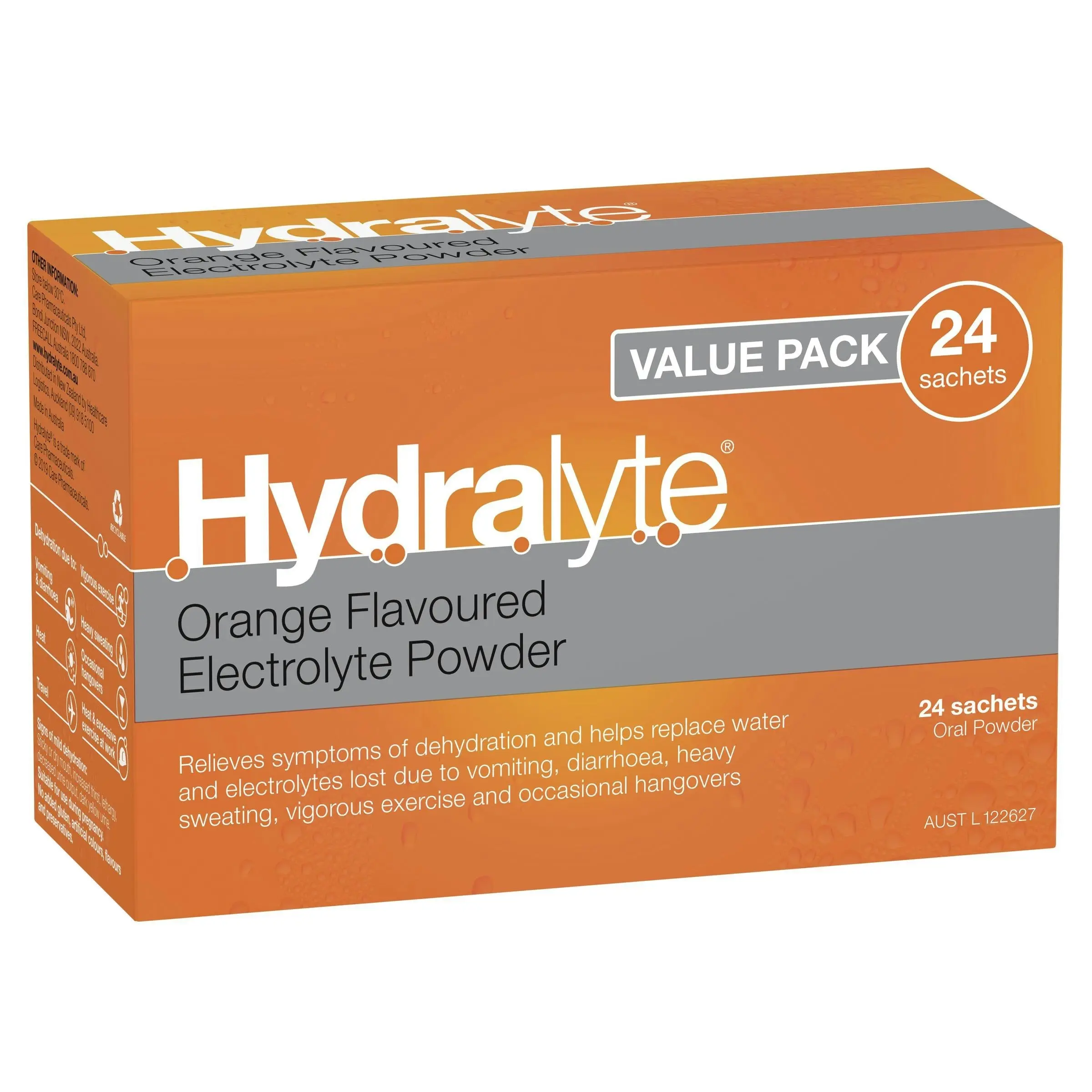 Hydralyte Electrolyte Powder Orange 24 pack