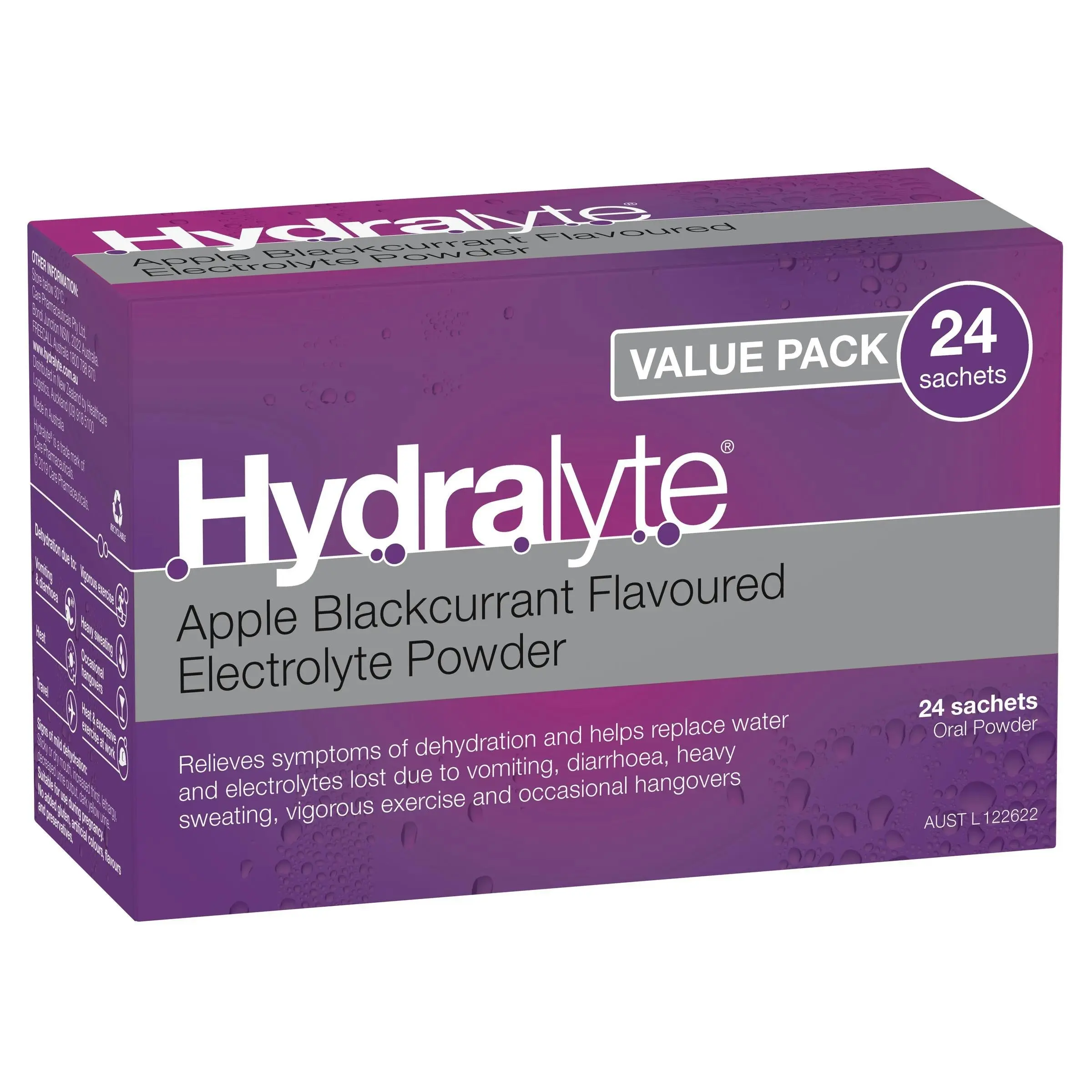 Hydralyte Electrolyte Powder Apple Blackcurrant 24 Pack