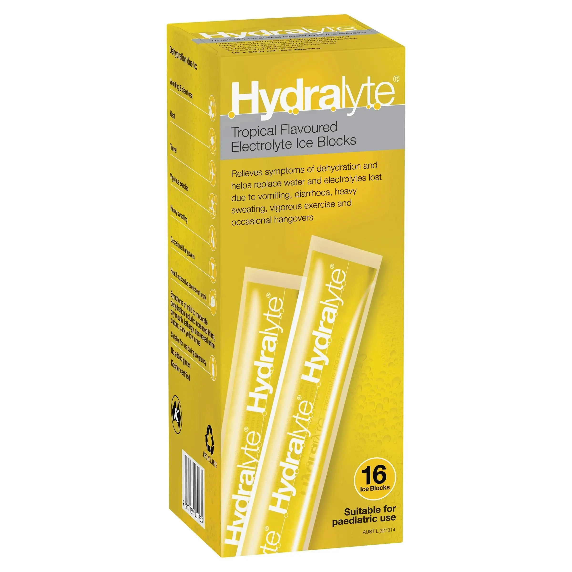 Hydralyte Electrolyte Ice Blocks Tropical 16 Pack