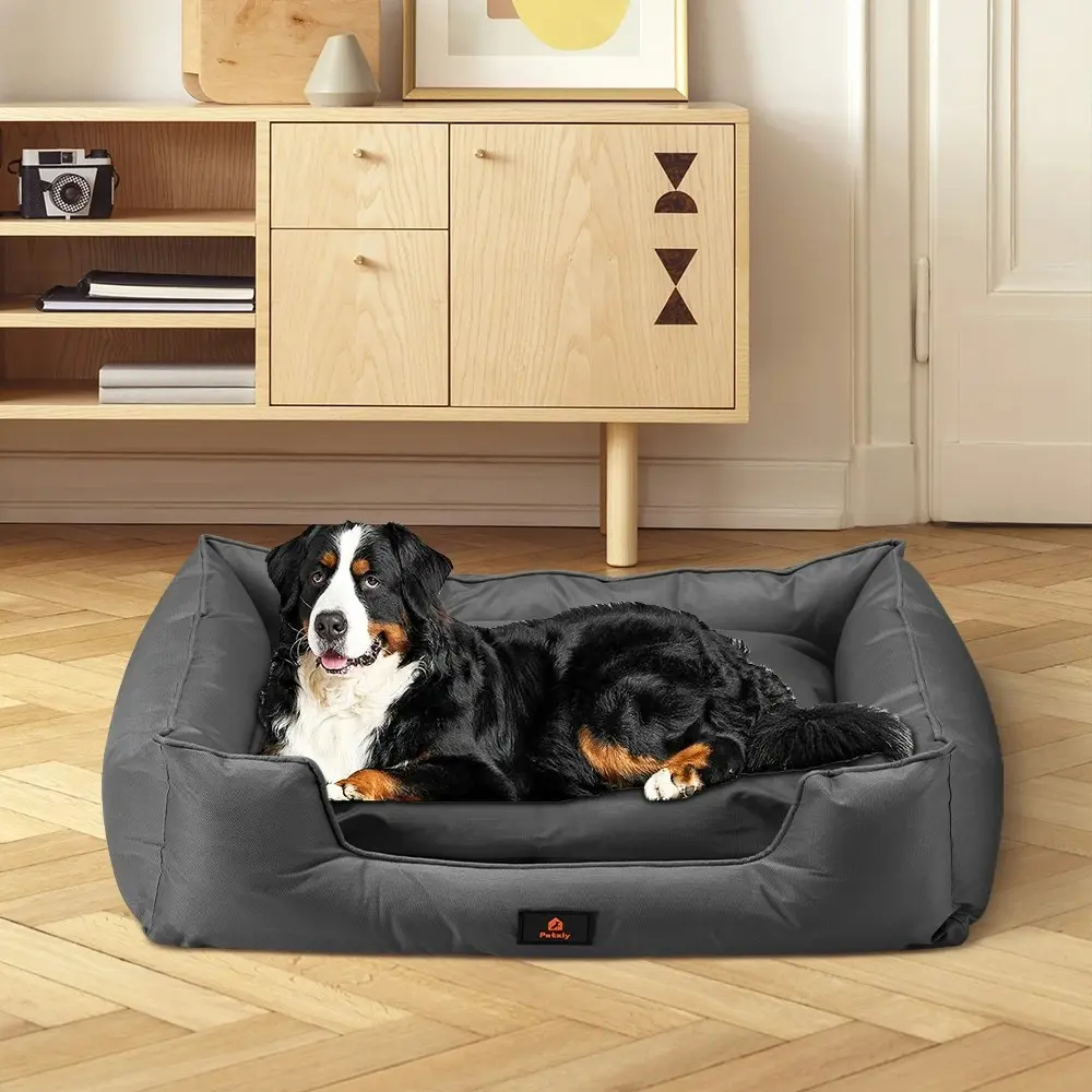 Petzly Orthopedic Dog Bed Pet Sofa Waterproof Removable Black XXX Large