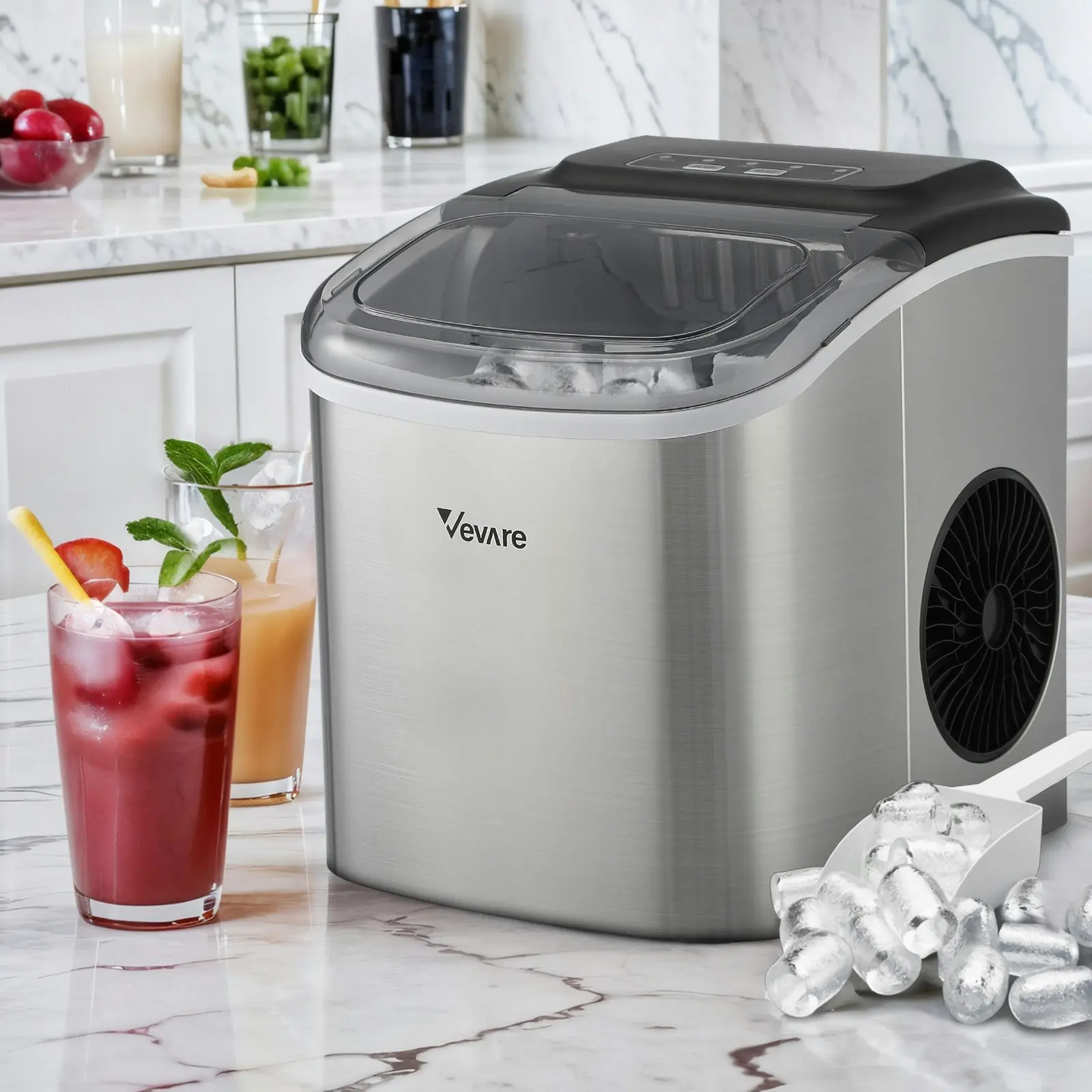 Vevare Portable Ice Maker Machine Ice Cube Tray 12kg Bar Countertop Stainless