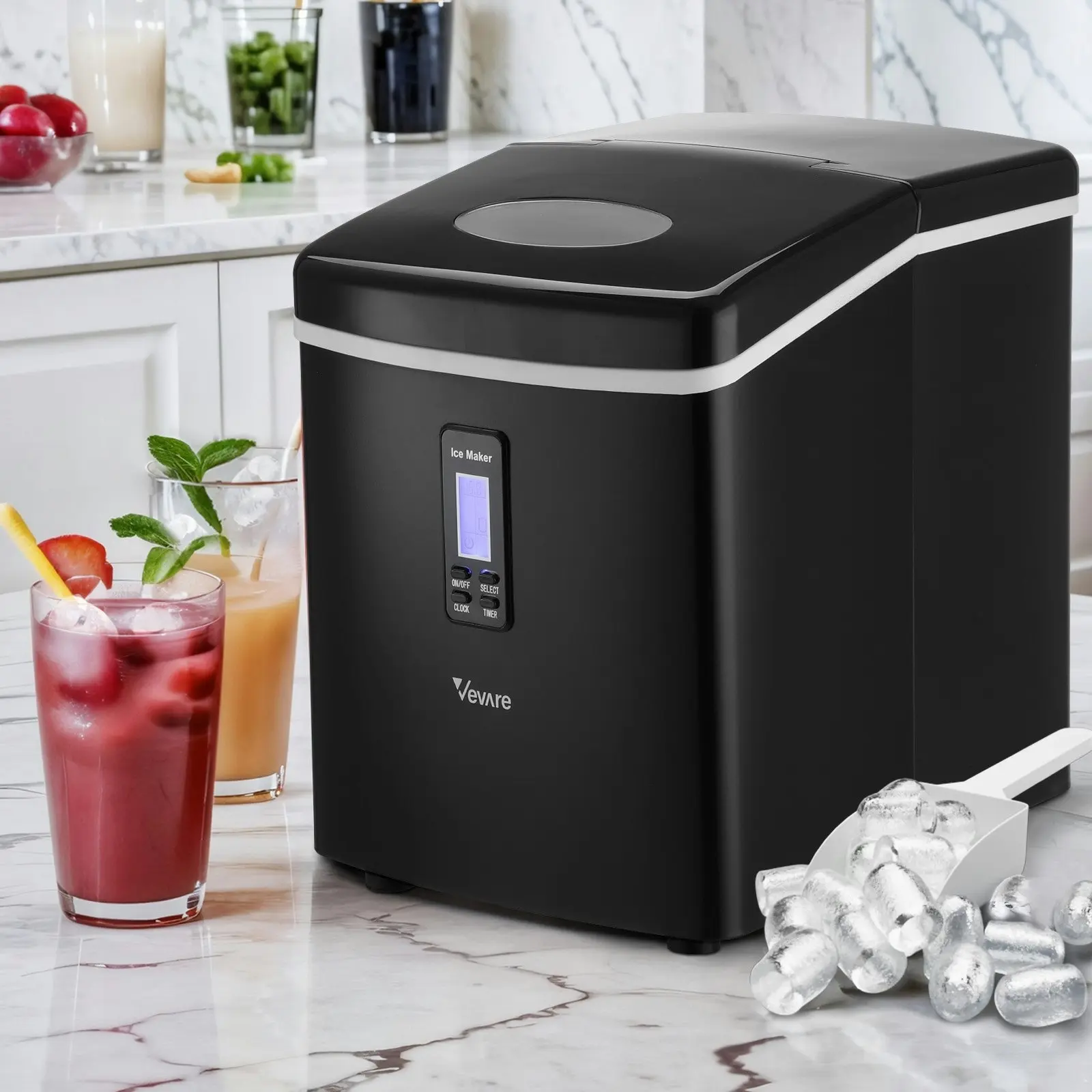 Vevare 3L Portable Ice Maker Machine Ice Cube Tray Bar Countertop Black