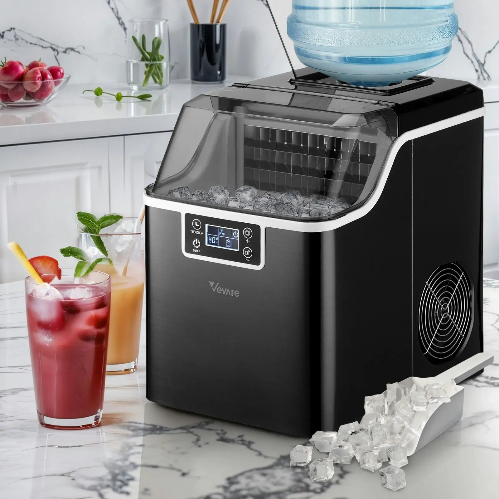 Vevare 3.2L Ice Maker Machine Portable Ice Cube Tray Bar Countertop Stainless