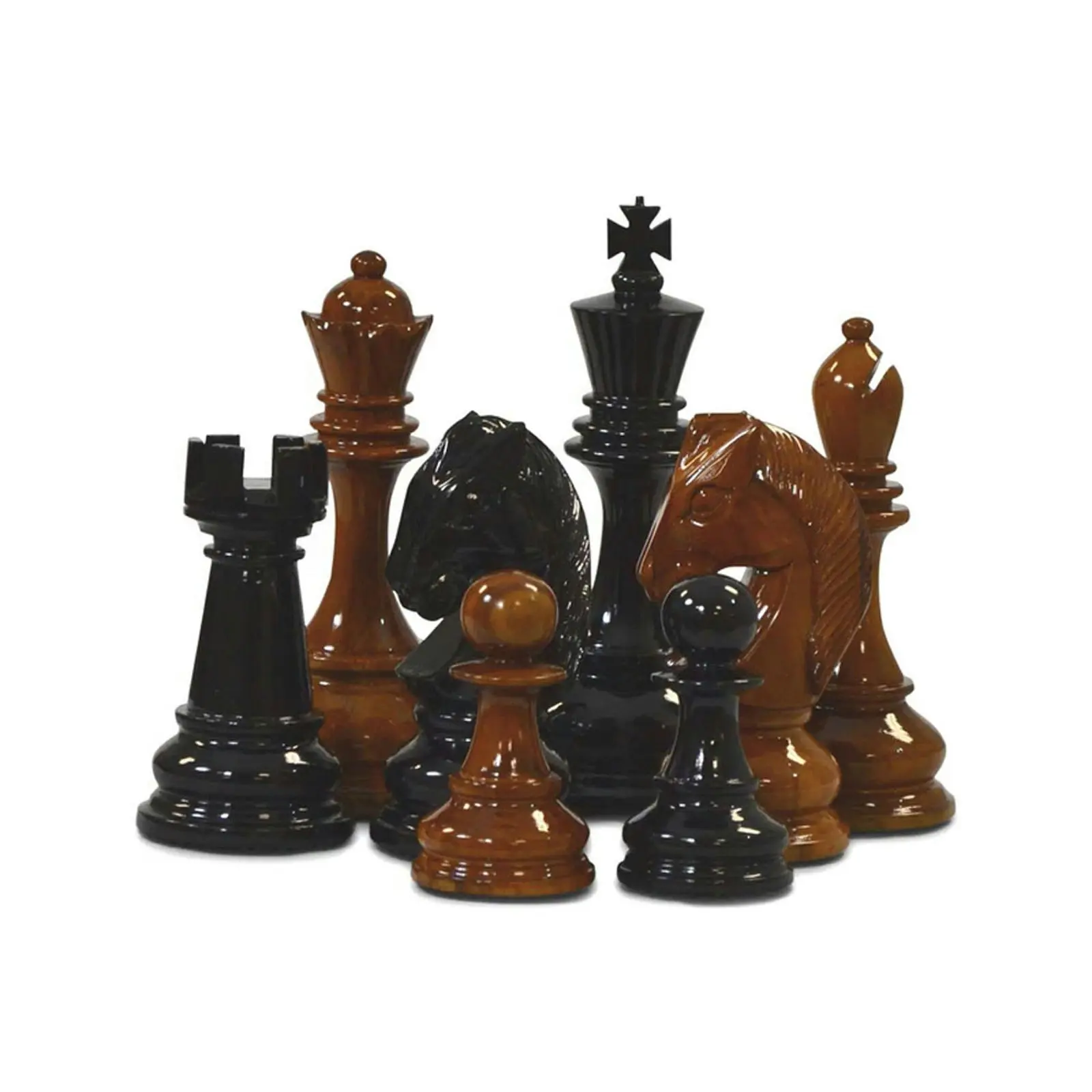 Yardgames 20cm (8 Inch) Handmade Teak Chess Pieces.  Play Queens Gambit.