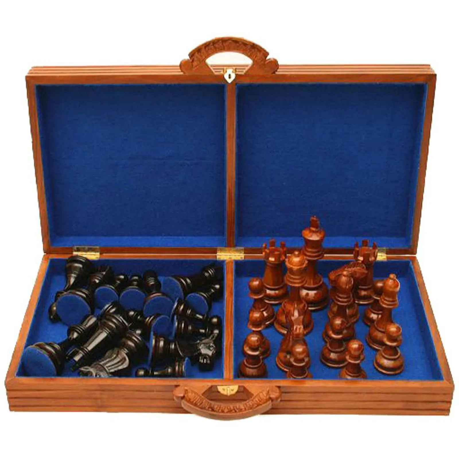 Luxury Teak Chess Board with Folding Case - Fits 20cm High Chess Pieces for Easy Storage & Travel