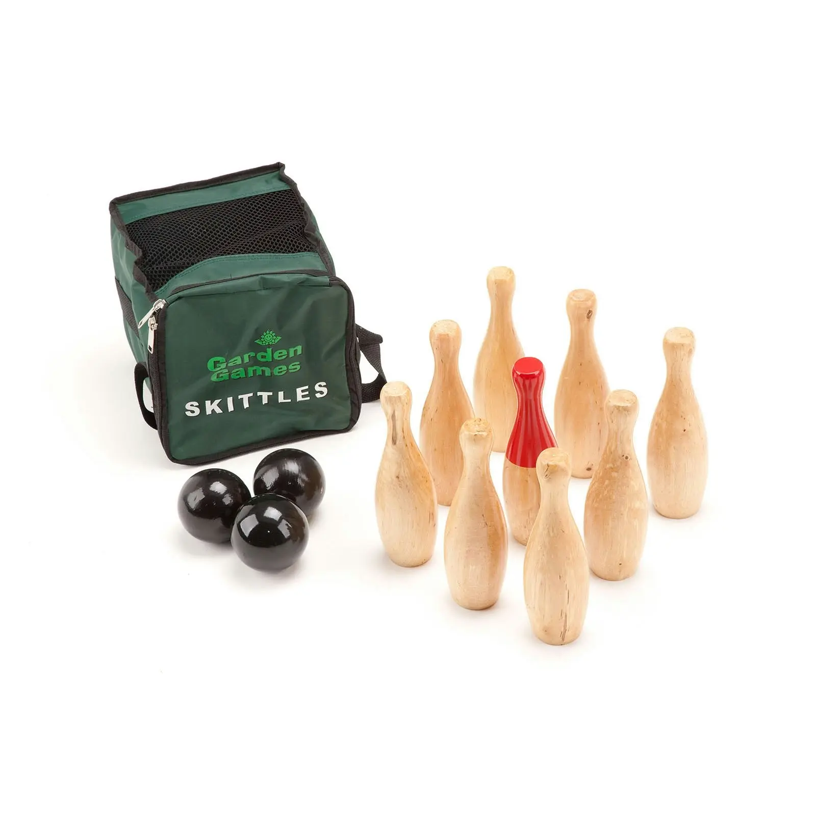 Deluxe Wooden Skittles Set - Classic Bowling Game for All Ages