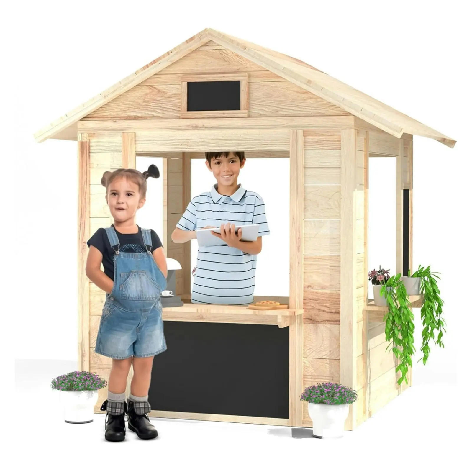 Cafe Shop Playhouse with Wooden Floor