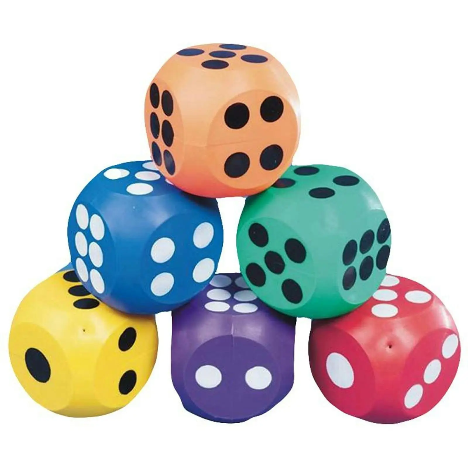 10cm Coloured Rubber Dice - 6 Pack